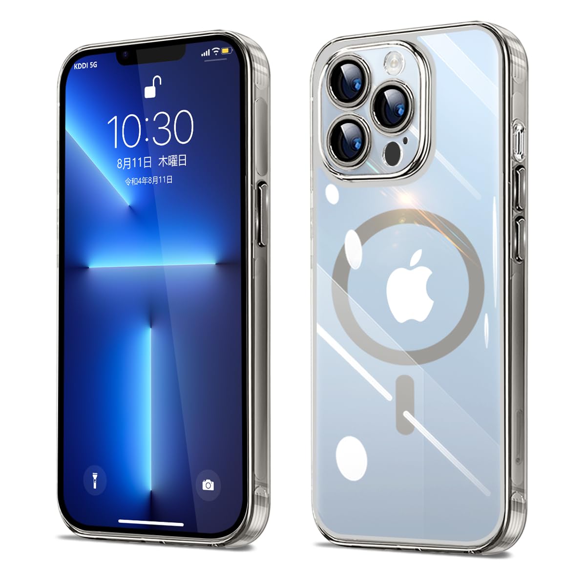 【Majiyana】iPhone 13Pro ケース クリア MagSafe対応 強力な磁石内蔵 耐衝撃 米軍MIL規格 PC+TPU素材で 耐久性 アイフォン 13Pro カバー 透明バック スマホケース マグセーフ対応 傷つき防止 落下防止 防塵 6.1インチ（グレー）