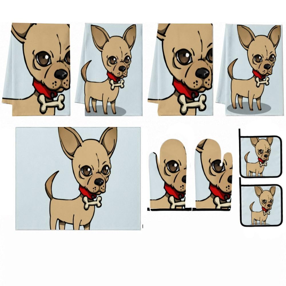 9PCS Carino Chihuahua Puppy5 Cucina Decor e Accessori Set