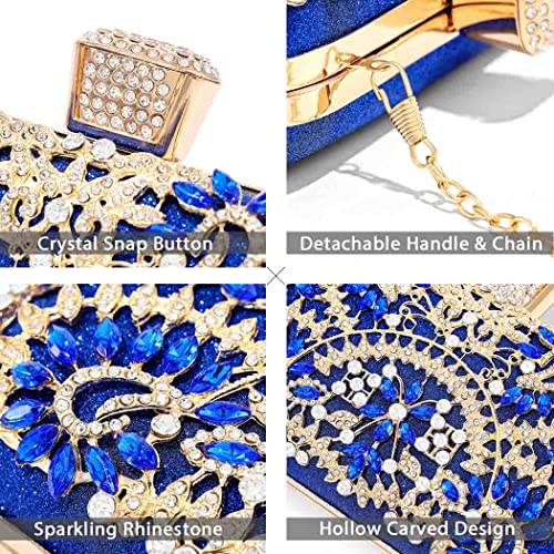 Yokawe Women's Rhinestone Evening Clutch Bag Bride Wedding Purse Party Prom Cocktail Handbags (Blue) #TOP2