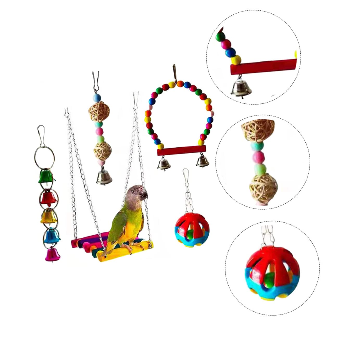 Ensemble De Jouets pour Oiseaux 5 Pièces Jouet À Mâcher pour Perroquet Fournitures pour Animaux De Compagnie pour Le Développement De Lintelligence des Oiseaux