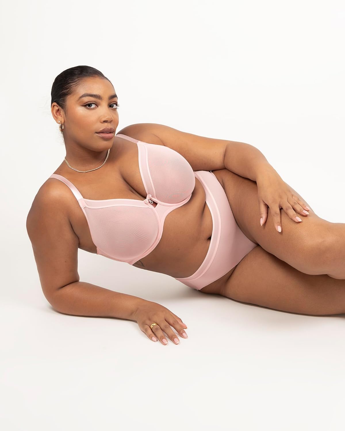 Curvy Couture Womens Sheer Mesh Full-Coverage Unlined Underwire Bra - Image 4