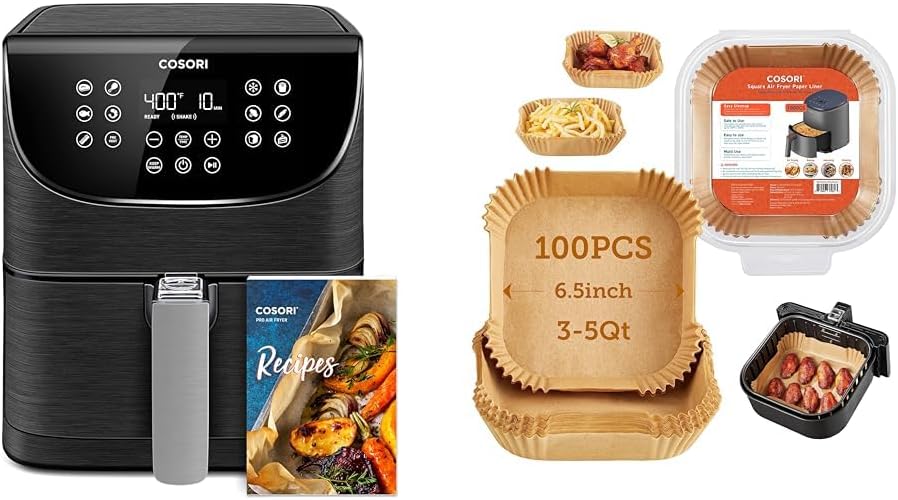 COSORI Pro Gen 2 Air Fryer 5.8QT, Upgraded Version with Stable Performance Sleek New Look, 13 One Touch Functions, 100 Paper 1100 Online Recipes, Dishwasher-Safe Detachable Square Basket, Black COSORI Pro Gen 2 Air Fryer 5.8QT, Upgraded Version with Stable Performance Sleek New Look, 13 One Touch Functions, 100 Paper 1100 Online Recipes, Dishwasher-Safe Detachable Square Basket, Black
