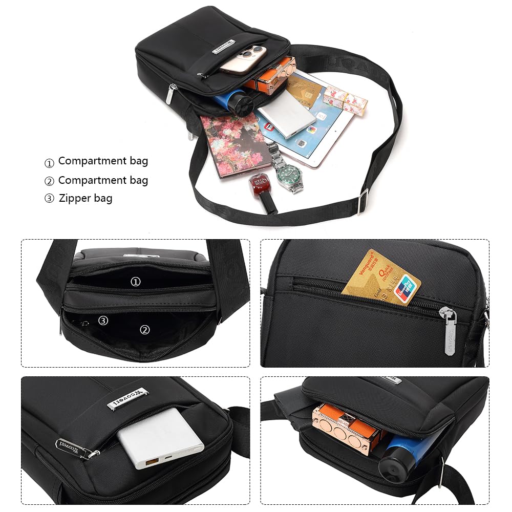COVERI Borsello Uomo Tracolla Regolabile Impermeabile Messenger a Spalla per Viaggio Ufficio Lavoro Business e Uso Quotidiano