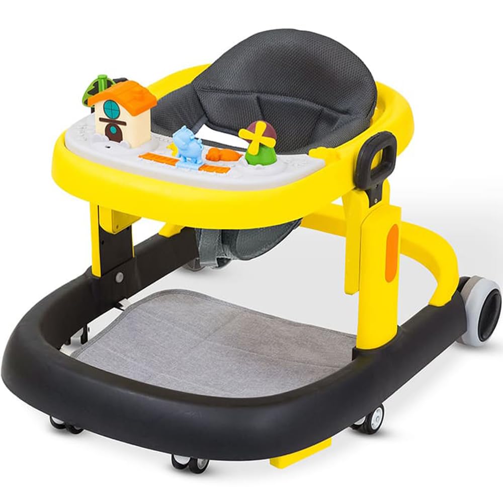 StarAndDaisy Elegant Baby Walker 6-18months Girl Boy with Anti Fall Brake Pads, 3 Speed Height Adjustment, Multi-Level Seat Adjustment, Recreational Music Toy Bar, Easy To Store in Narrow Space (Yellow & Black) (B0C55KJZK3) Amazon Price History, Amazon Price Tracker