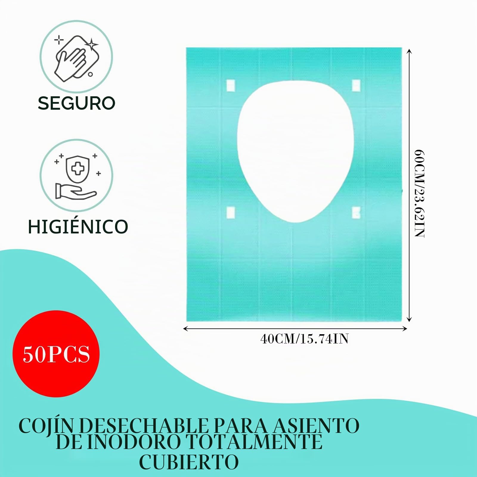 Protector WC Desechable Papel WC,50 PCS Tapadera WC Universal para Asiento Inodoro - Tapas de Water de Tamaño Universal, WC Seguro y Higiénico
