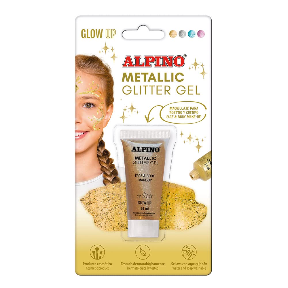 Metallic Glitter Gel Alpino Fiesta color dorado| Gel purpurina metalizado con base de color dorado | Purpurina líquida