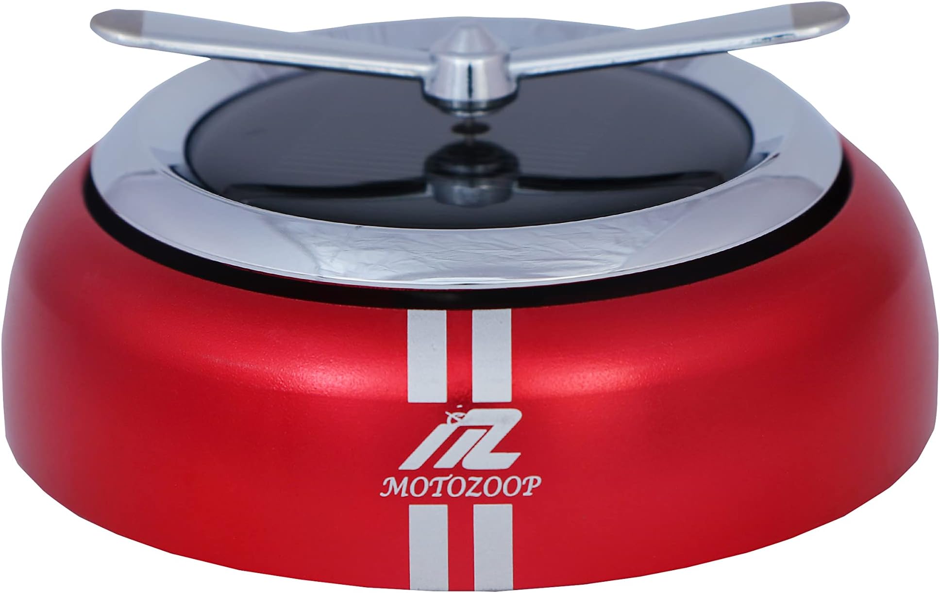 MOTOZOOP Metal Boby Fan Car Solar Perfume Air Freshener Car Fragrance Car Solar Rotating Perfume Dashboard Accessories Car Organic Perfume Capsule (Red)