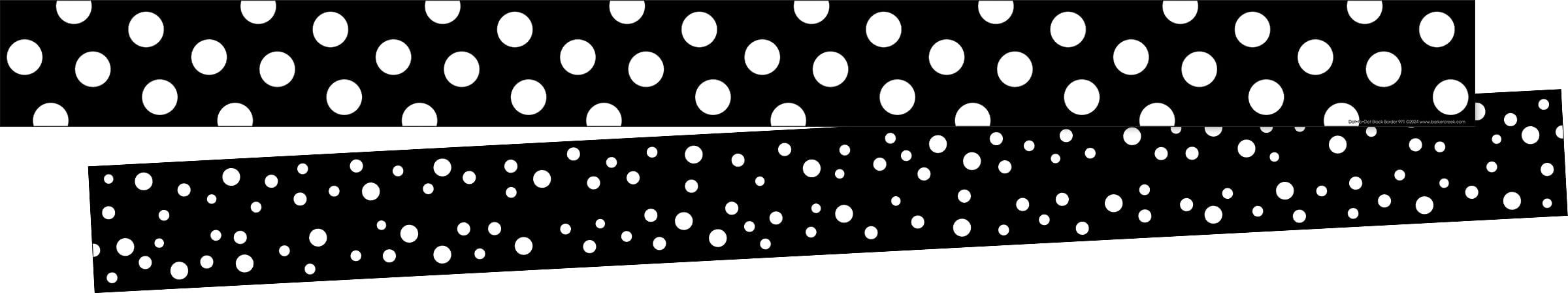 Bordure double face Barker Creek 4441 frise décorative noire à pois pour panneau liège