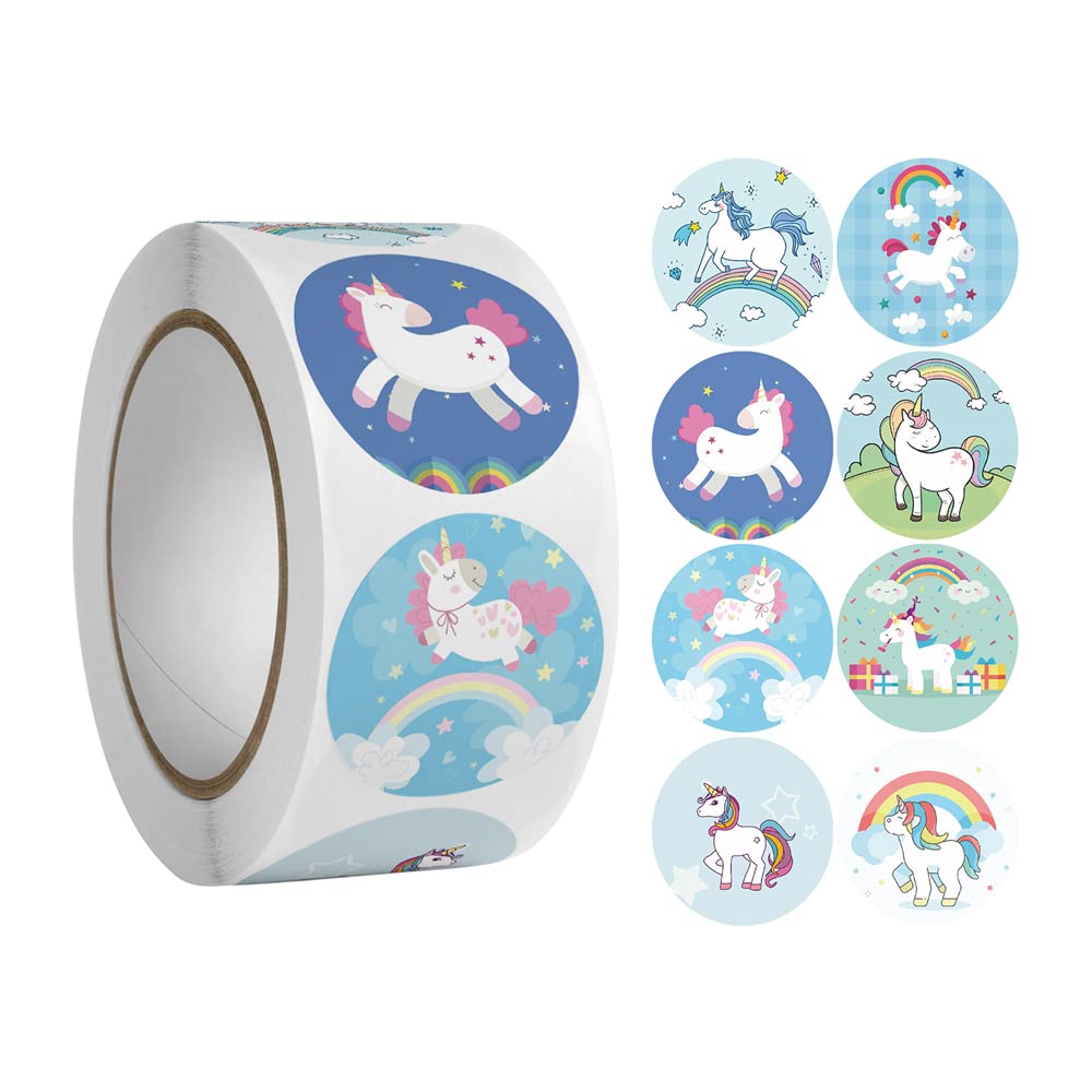 Pegatinas de Unicornio,Unicornio Reward Sticker 500 Etiqueta Autoadhesiva de Unicornio Escolares Motivational Stickers para Niños Regalo Fiesta Decoración