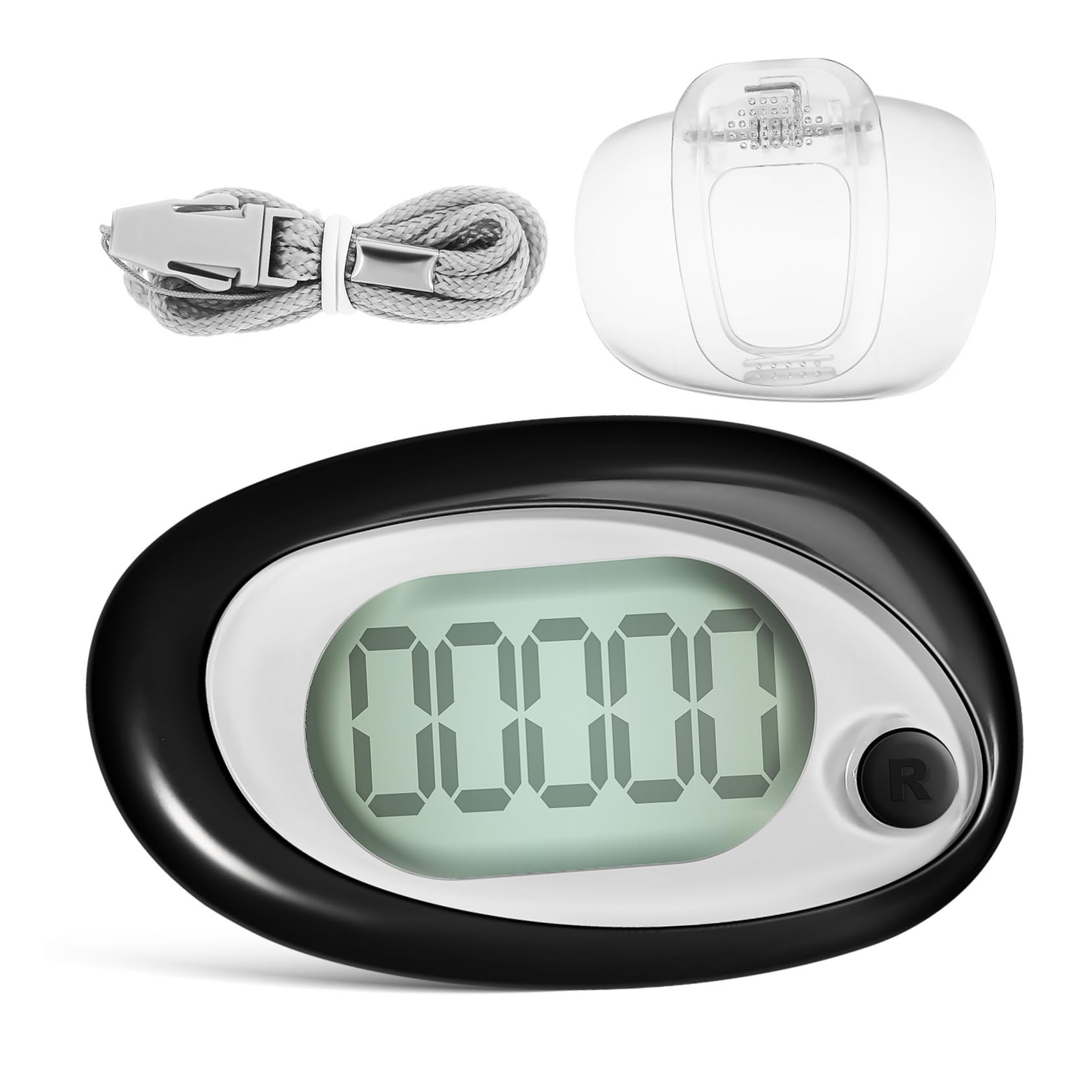 KOMBIUDA Pedometer for Seniors Compact Clip Design Accurate Step Counter with Lanyard for Walking Easy Reset Function Lightweight and User Friendly for All Ages