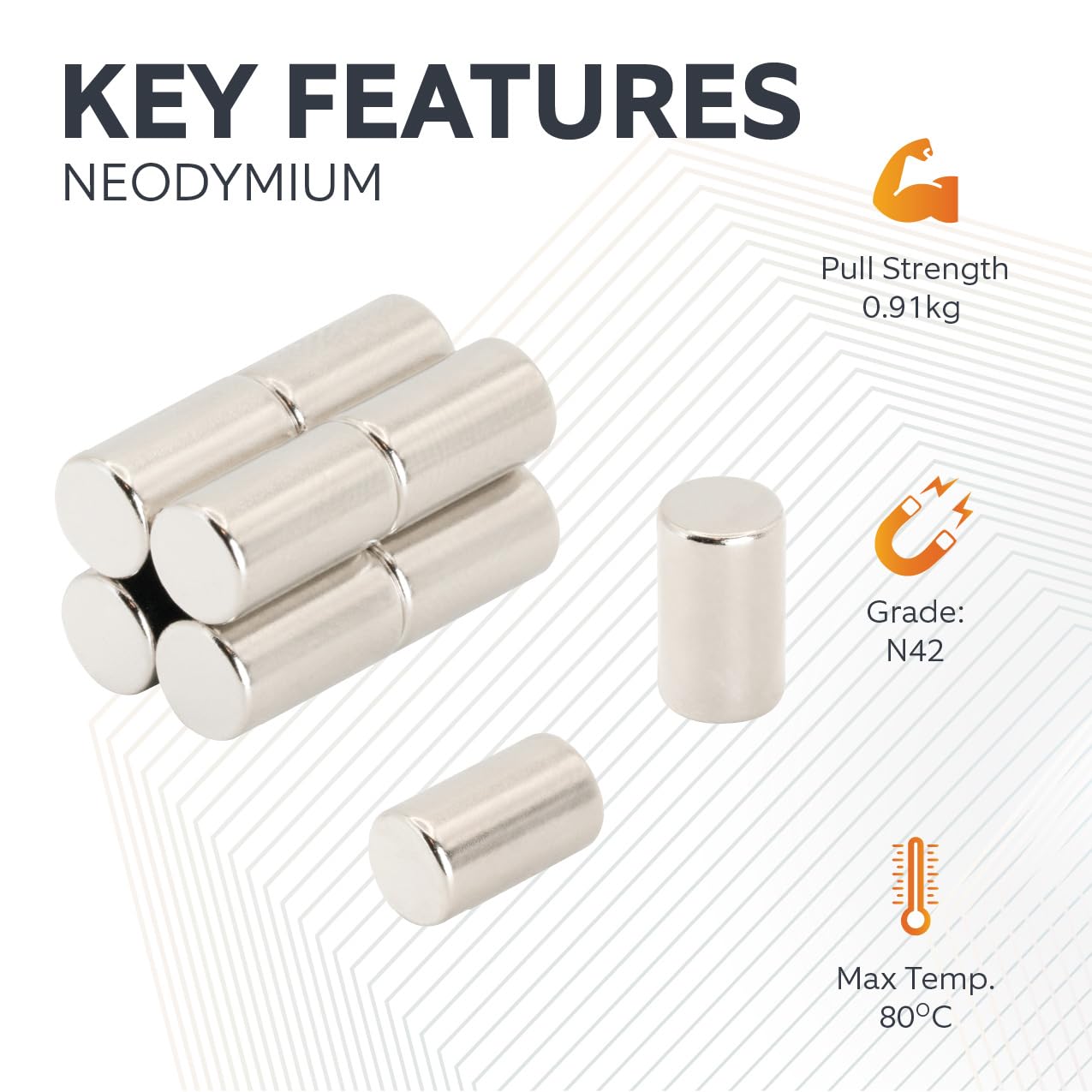 N42 Magneta Neodimio Per Arti, Mestieri, Produzione Di Modelli, Fai -Da -Te, Hobby, Scienze, Ufficio E Casa - 5mm Dia x 8,47mm Di Spessore - 0,91kg Di Tiro - Pacchetto Di 200