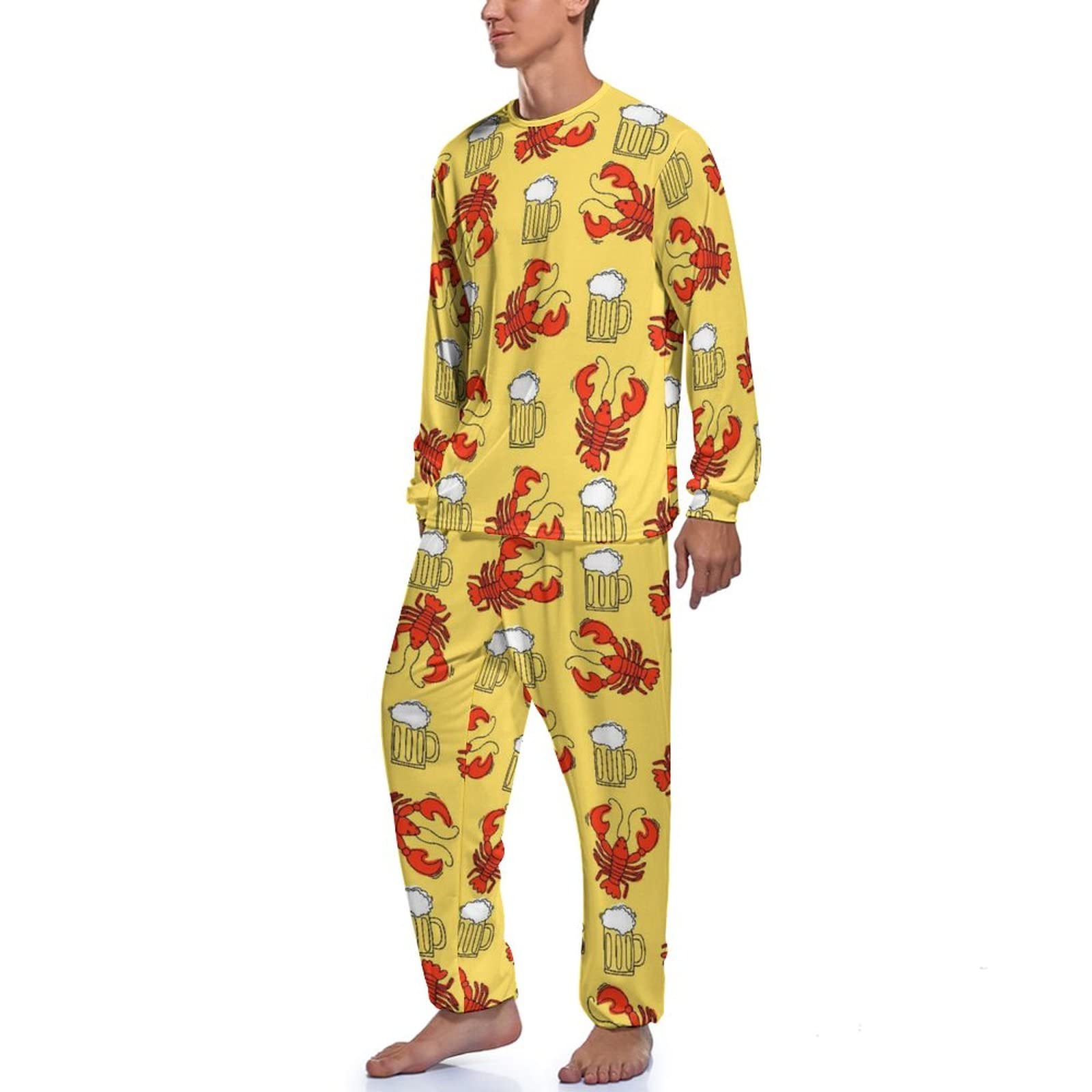 Tropical Fruit Banana Ananas Pyjama Sets Crew Neck Lange Mouw