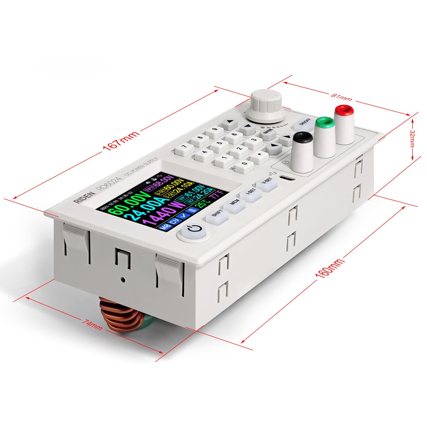 VIDOO Zasilacz DC Step Down Voltage WiFi 24A Konwerter Buck 12V/36V/48V/60V Regulowana Ładowarka 1000W-RD6024