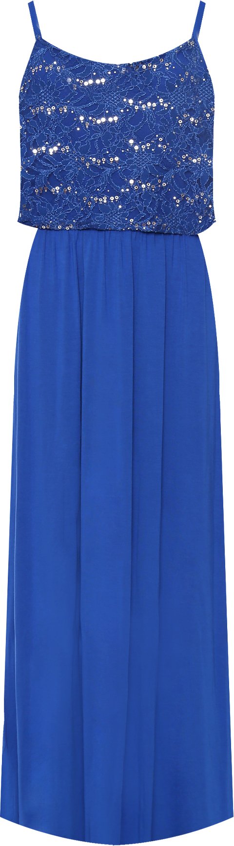 WearAll Women's Plus Strappy Layered Floral Lace Print Sequin Maxi Dress Ladies Full Length - Blue - 26-28