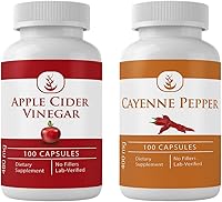 Vista 1 de PURE ORIGINAL INGREDIENTS Paquete de cápsulas de pimienta de cayena y vinagre de sidra de manzana (100 cápsulas cada una) sin aditivos ni rellenos