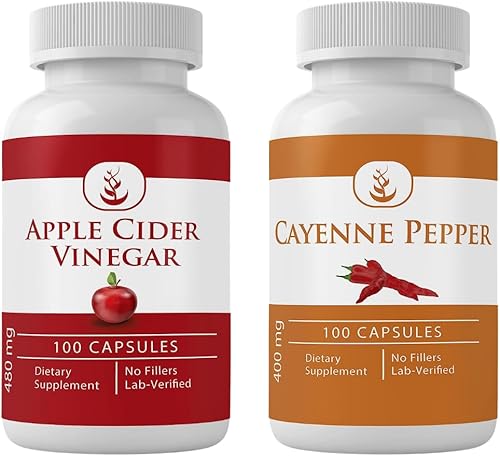 PURE ORIGINAL INGREDIENTS Paquete de cápsulas de pimienta de cayena y vinagre de sidra de manzana (100 cápsulas cada una) sin aditivos ni rellenos,