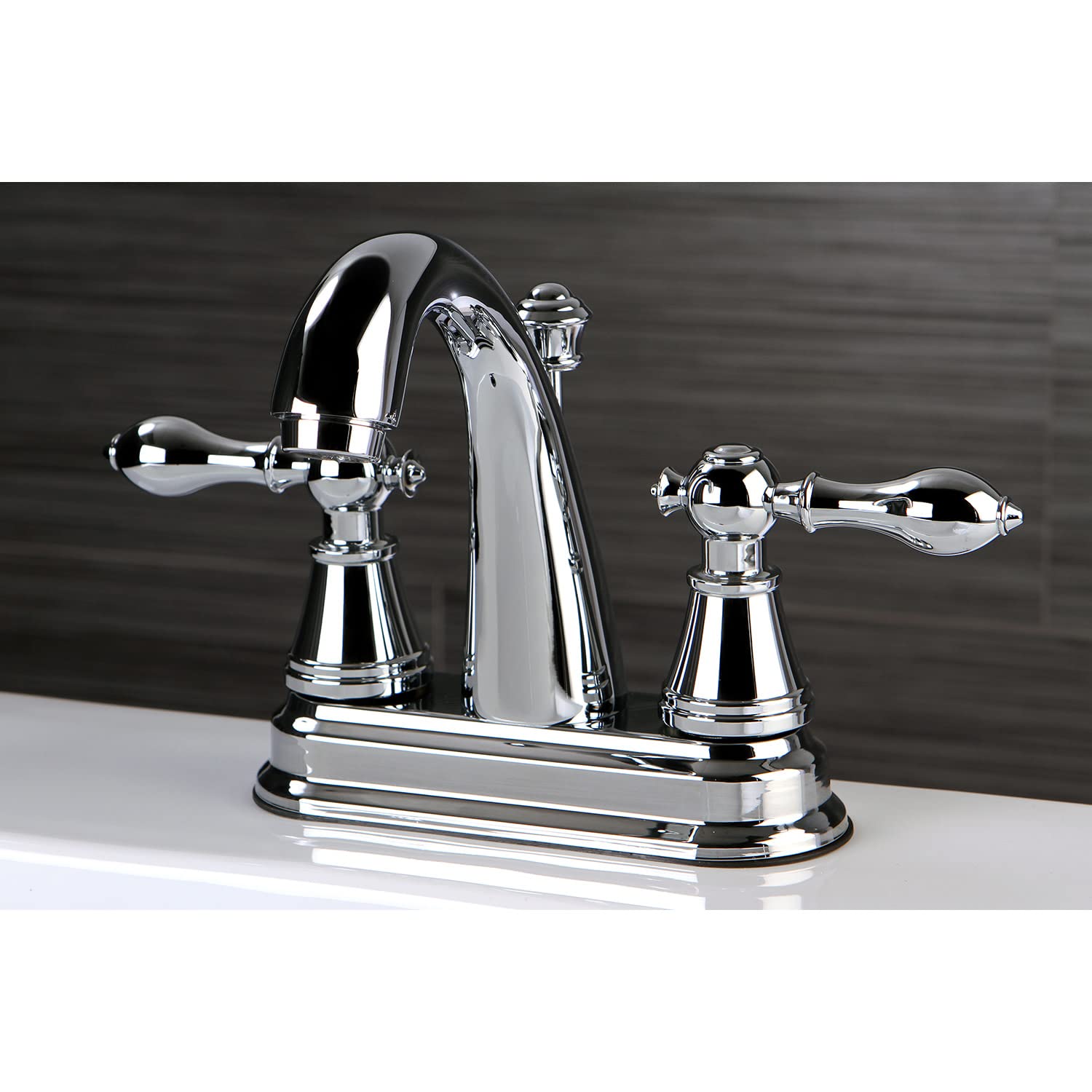 Kingston Brass FSY7616AL angielski klasyczny pojedynczy uchwyt 10 cm centralny kran toaletowy, Neapol Brąz