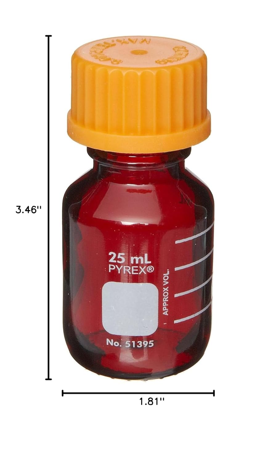 Corning Pyrex 51395-50 Low Actinic 50m L Round Media Storage Bottle with G L32 Screw Cap (Pack of 4)