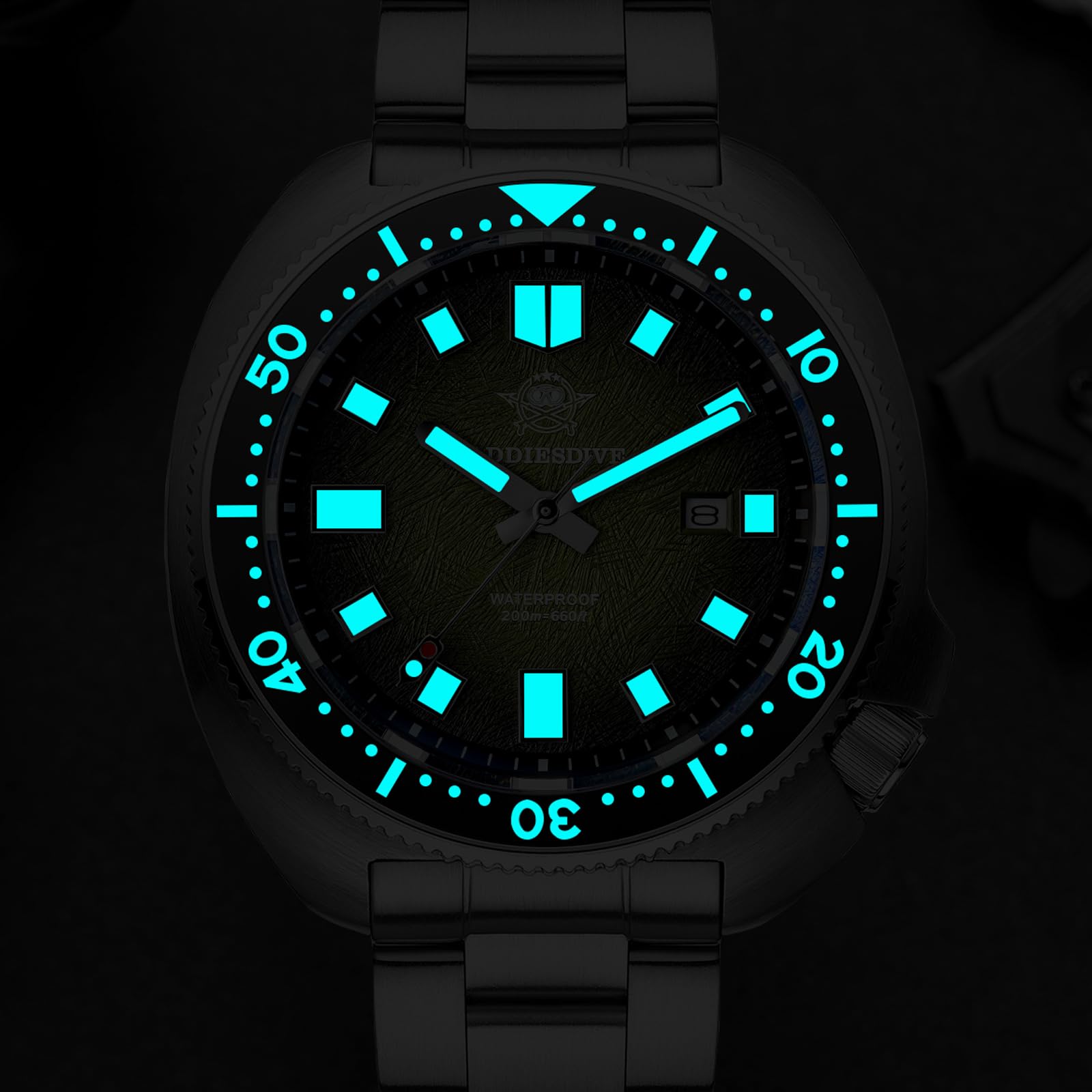 ADDIESDIVE Orologio da sub al quarzo con zaffiro sintetico, impermeabile fino a 200 m, lunetta in ceramica luminosa, orologio da uomo con quadrante grande