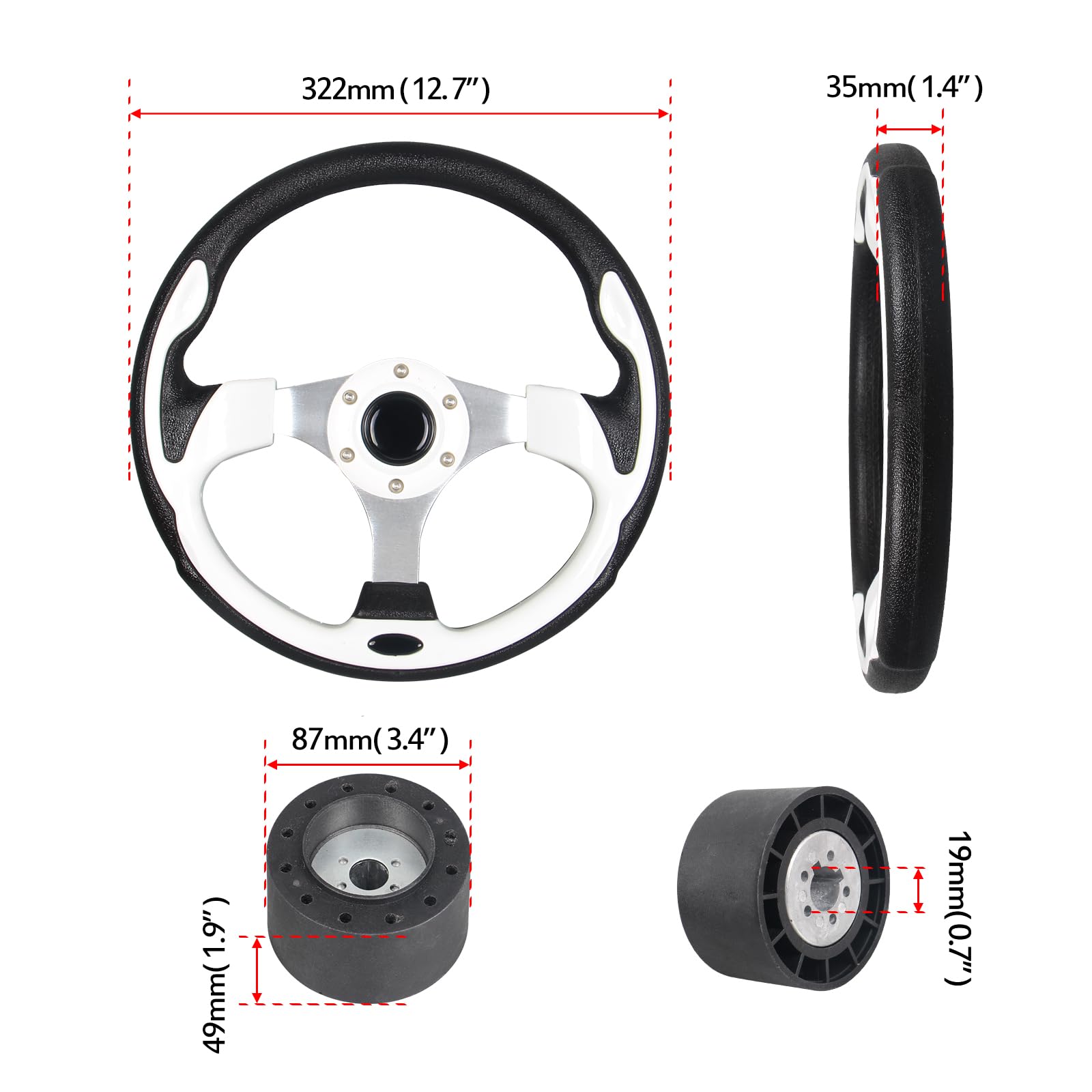 船舶のハンドル Amazon | GONMOT(ゴンモット) 12.5インチ マリンボートハンドル 3/4