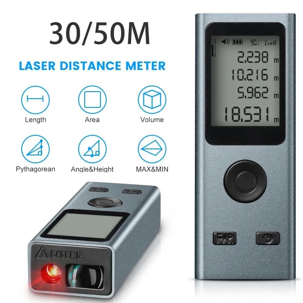 Mini télémètre Laser 30M 50M, ruban à mesurer numérique, règle Laser, Charge USB, mesure du Fuselage en alliage d'aluminium(30m)