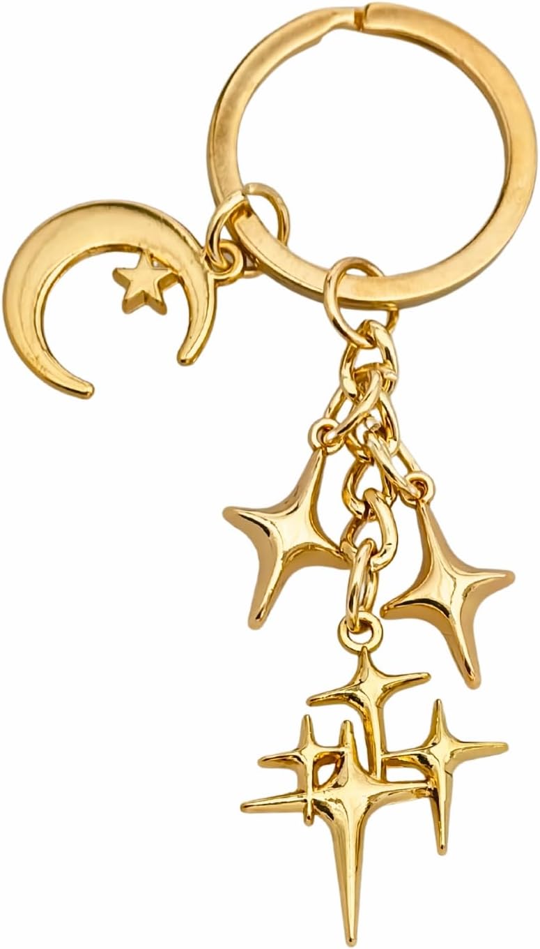 Gold Shiny Star Keychain Cute Celestial Charm Durable Metal Key Ring for Keys Bags Aesthetic Gift Car Party Decor image 5