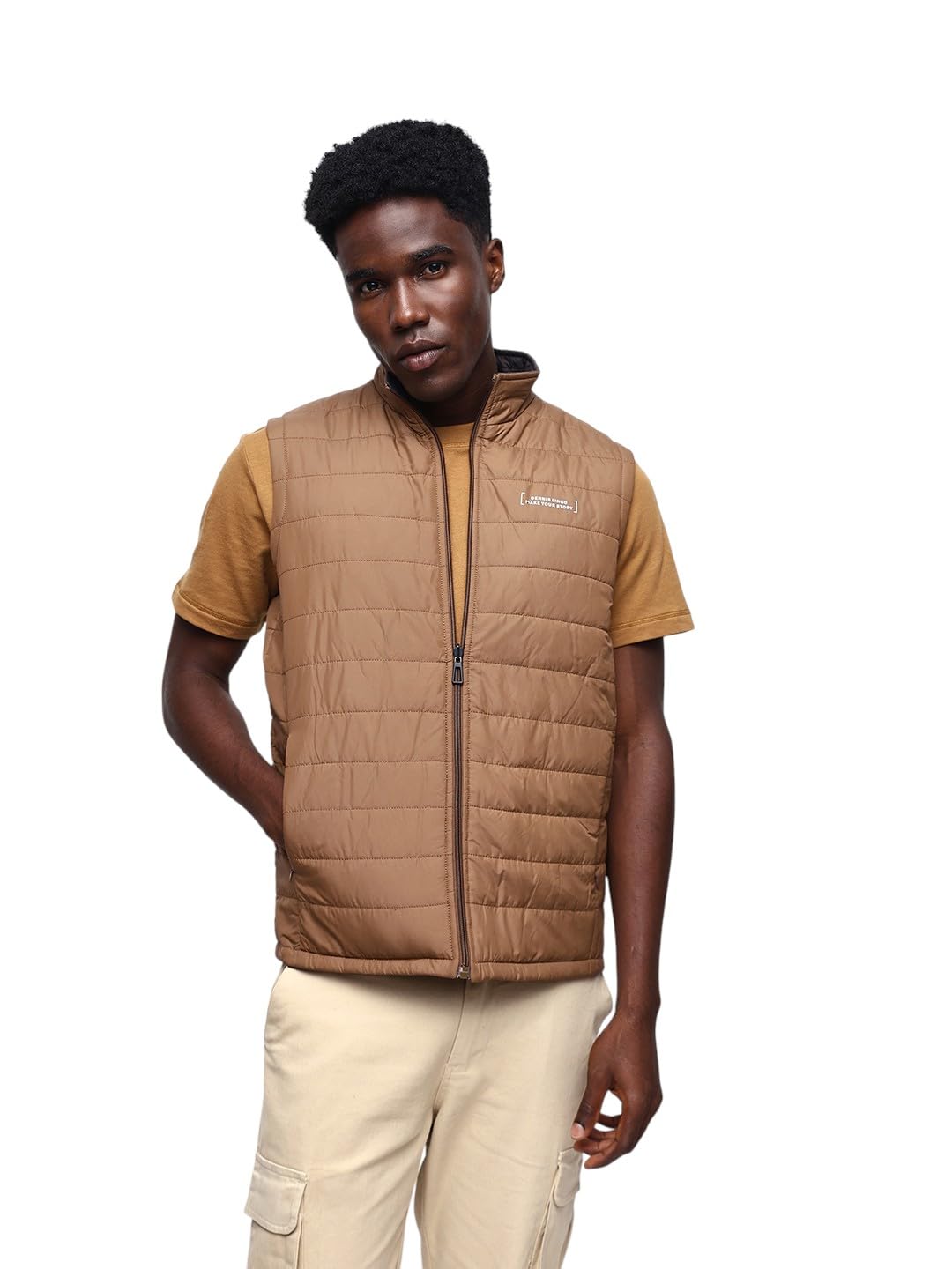 dennis lingo Men's Solid Mock Collar Sleeveless Gilet Jacket-picture-52