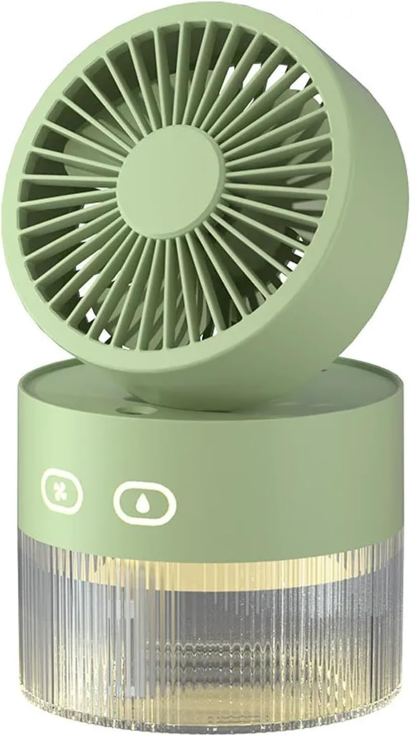 2025 Simple Humidifying Spray Small Fan Bedroom Desktop Rotation Adjustable USB Rechargeable Humidifier(Green)