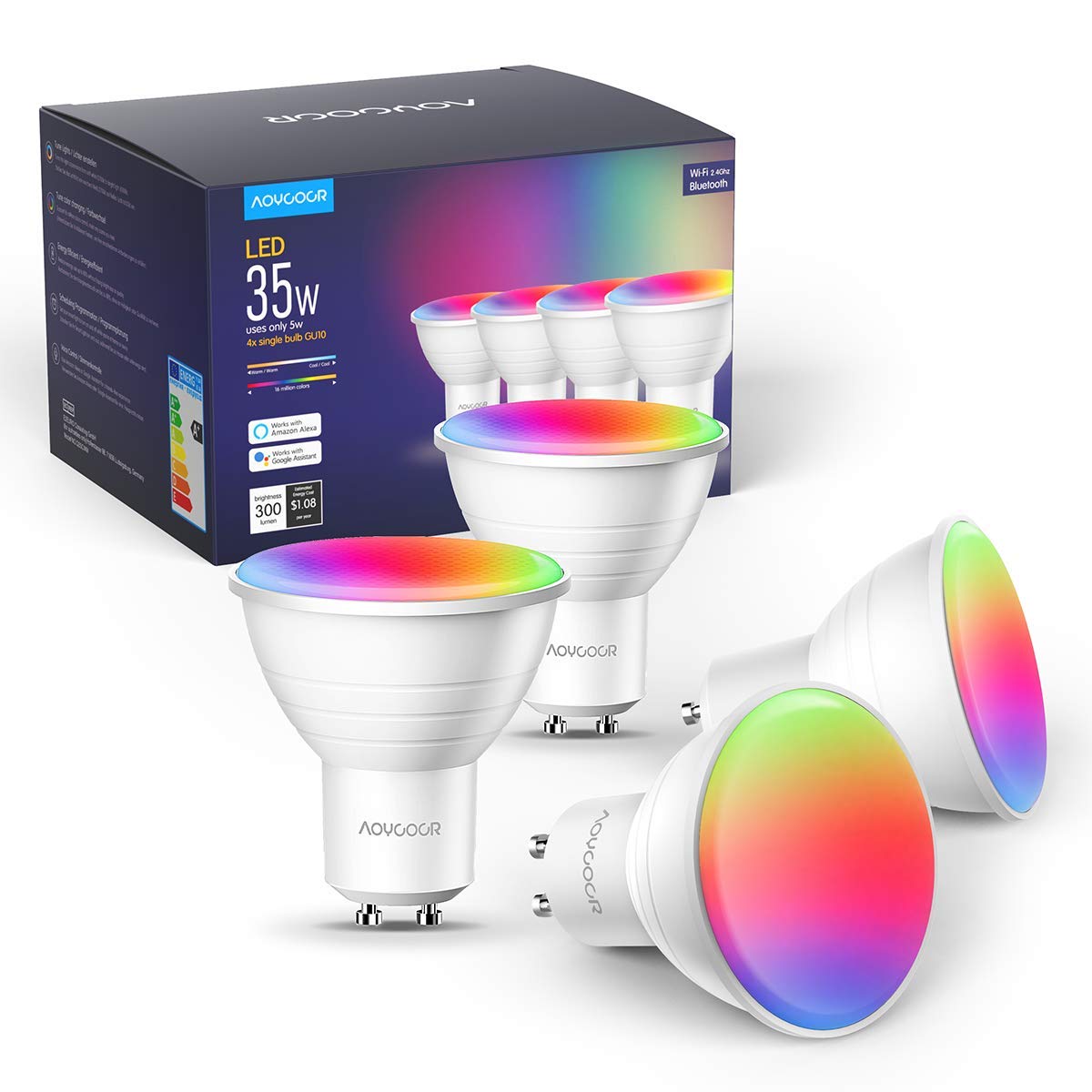 Aoycocr GU10 Smart Led Lampe Alexa Glühbirnen RGBCW