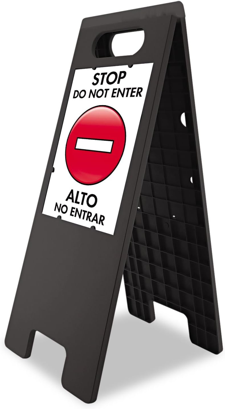 Headline Sign 5694 Floor Tent Sign, Doublesided, Plastic, 10 1/2-Inch x 25 1/2-Inch , Black