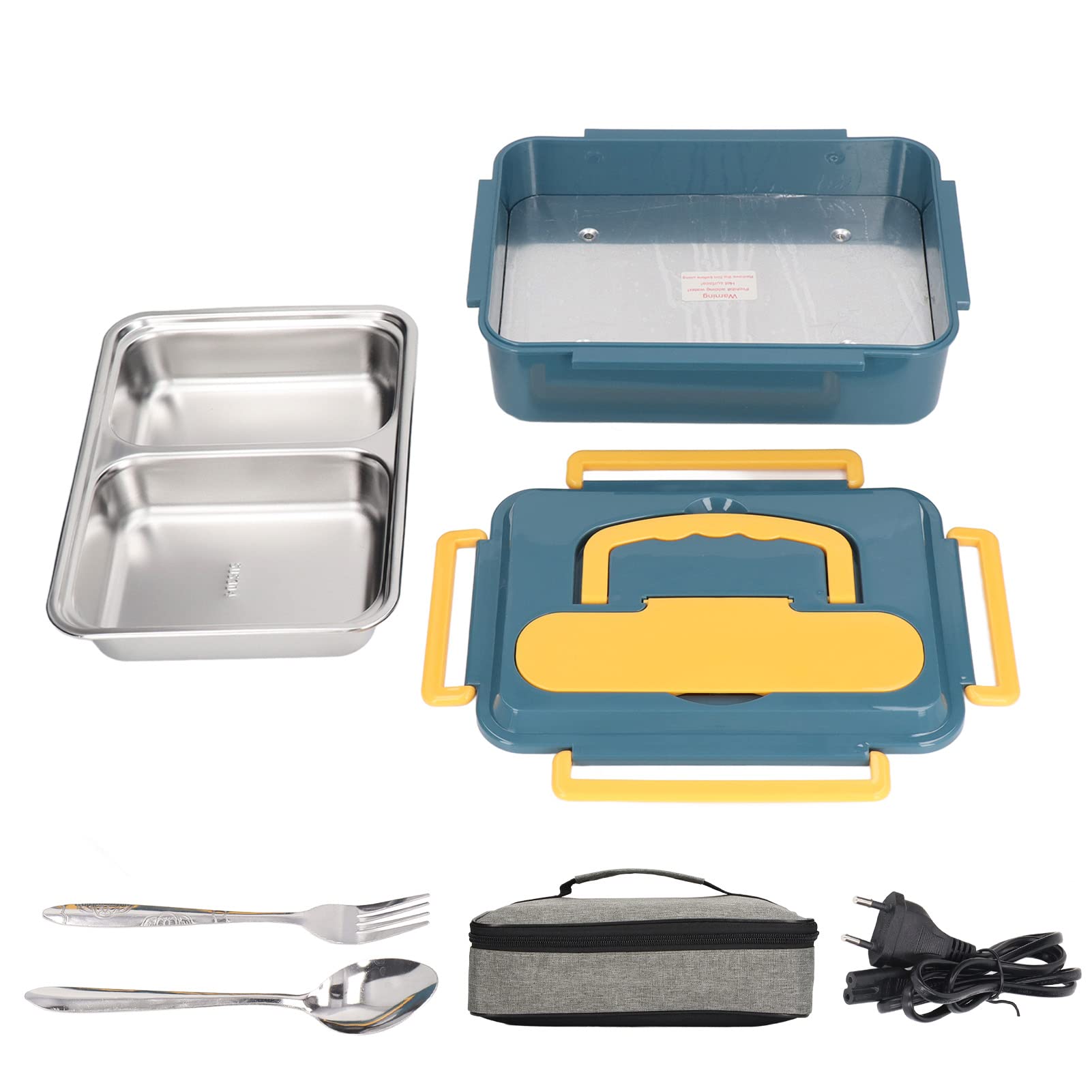 Qcwwy Scatola da Pranzo Riscaldata, Scatola da Pranzo Elettrica a Tenuta Stagna in Acciaio Inossidabile ABS Scaldavivande Portatile Scaldavivande più Veloce per Adulti(#1)