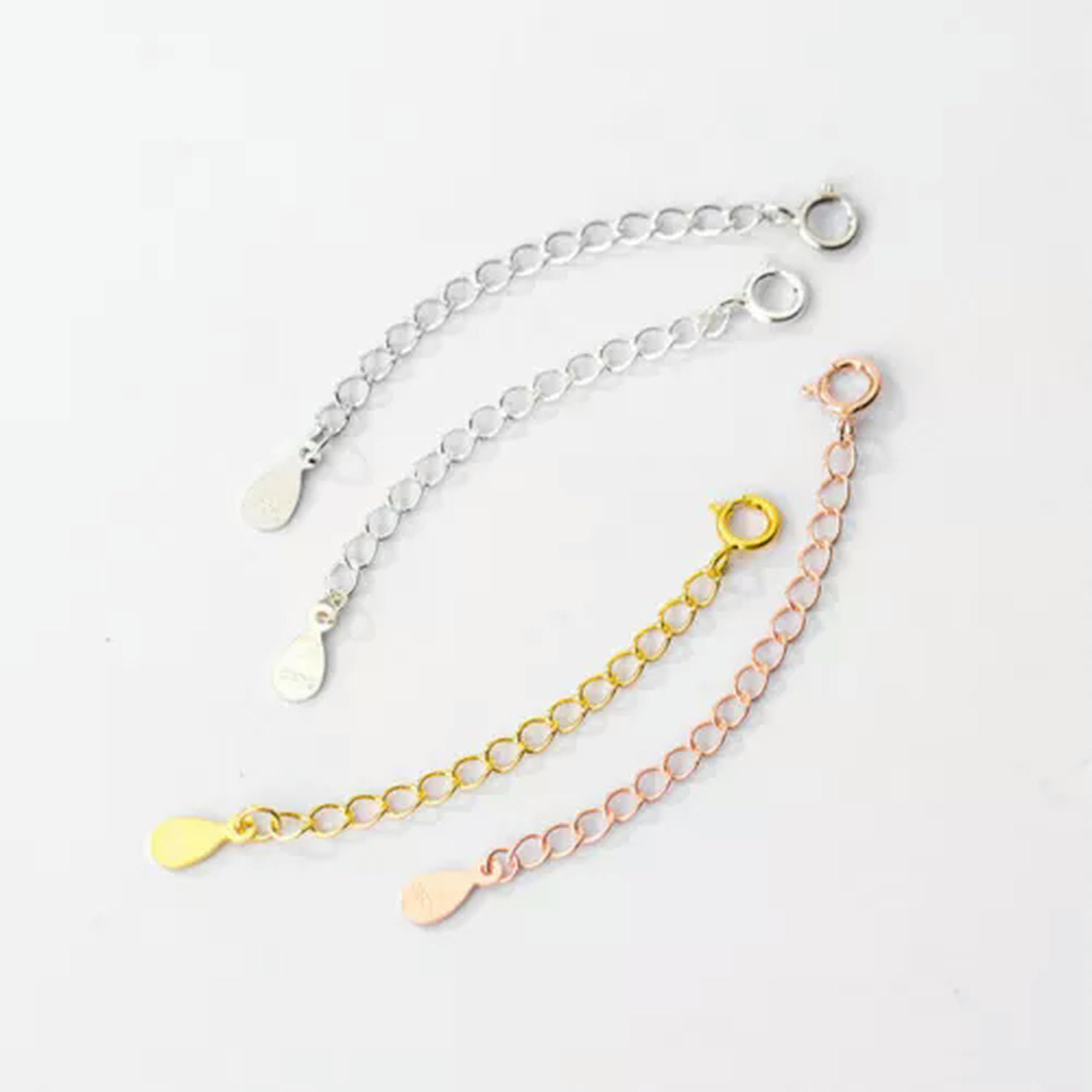 Kettenverlängerung aus 925er Sterlingsilber mit Federringverschluss, 3 cm 5 cm, A2953 – Tropfenform, 5 cm (1,96 Zoll) – Roségold – 6 Stück
