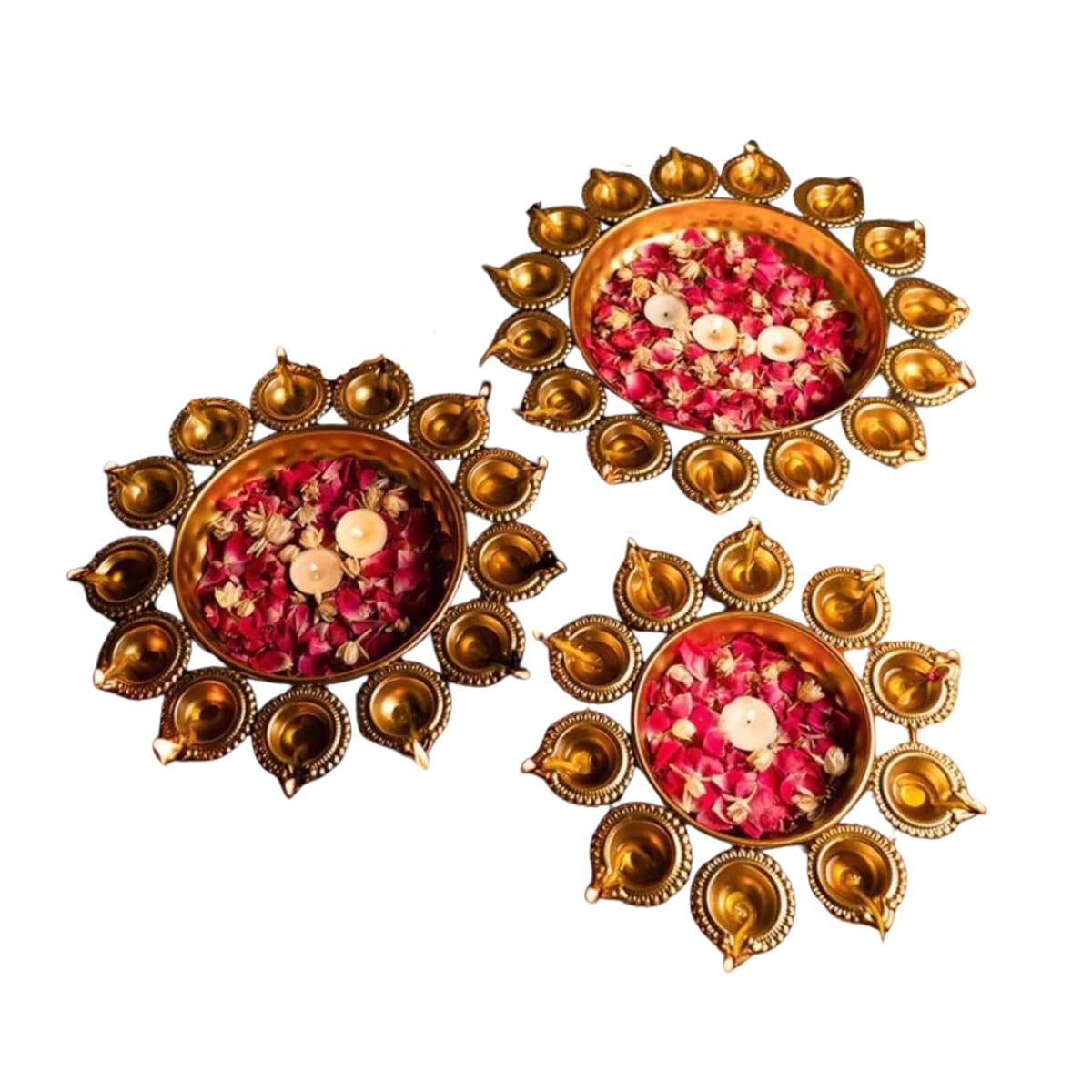 The Advitya Ciotola Urli in ottone a forma di Diya, realizzata a mano, per decorazione domestica, ciotola per potpourri Uruli Diya per decorazione floreale galleggiante e candele tea light, articoli