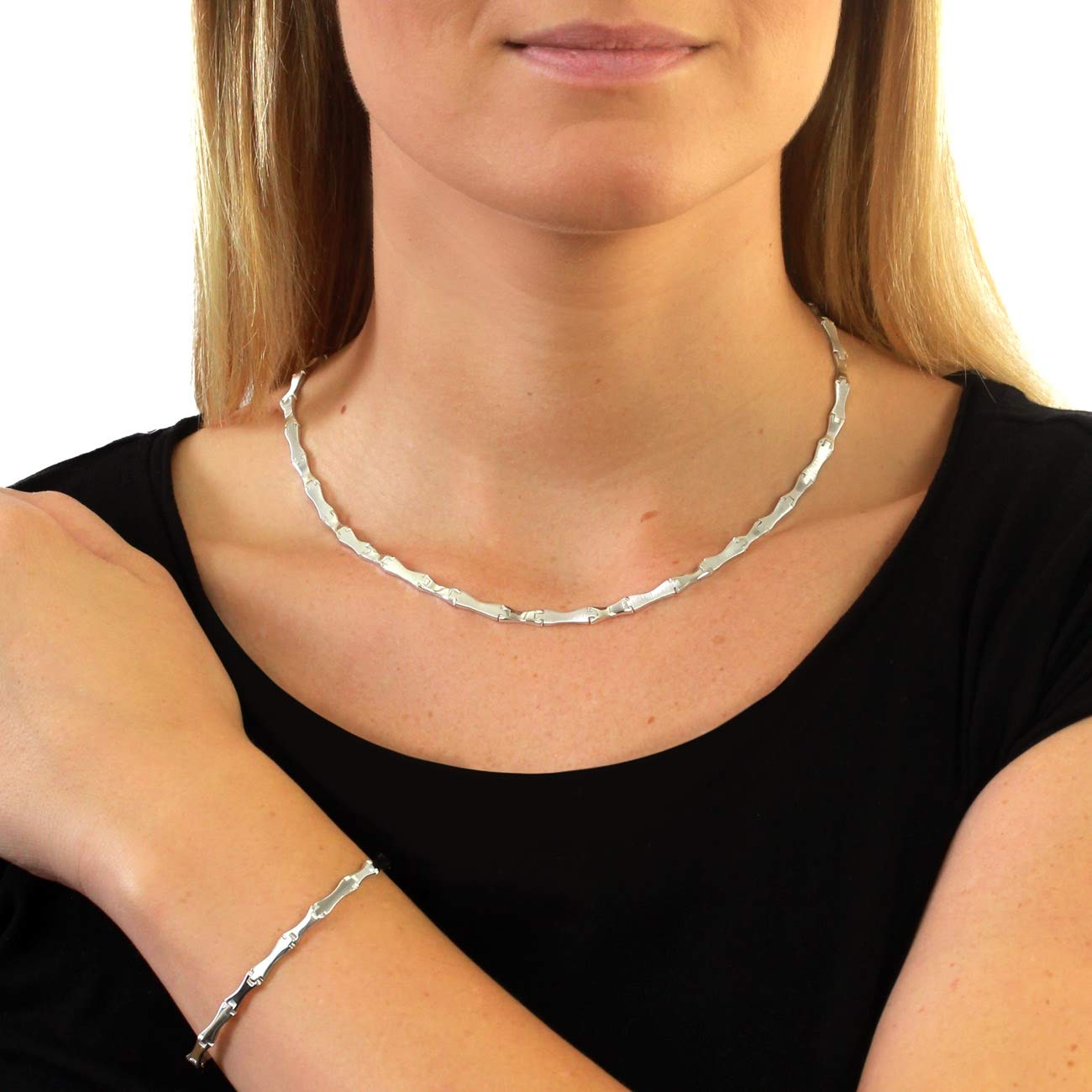 SilberDream Collier & Armband matt Style Silber Schmuck Set für Damen SDS405 Silber Schmuckset