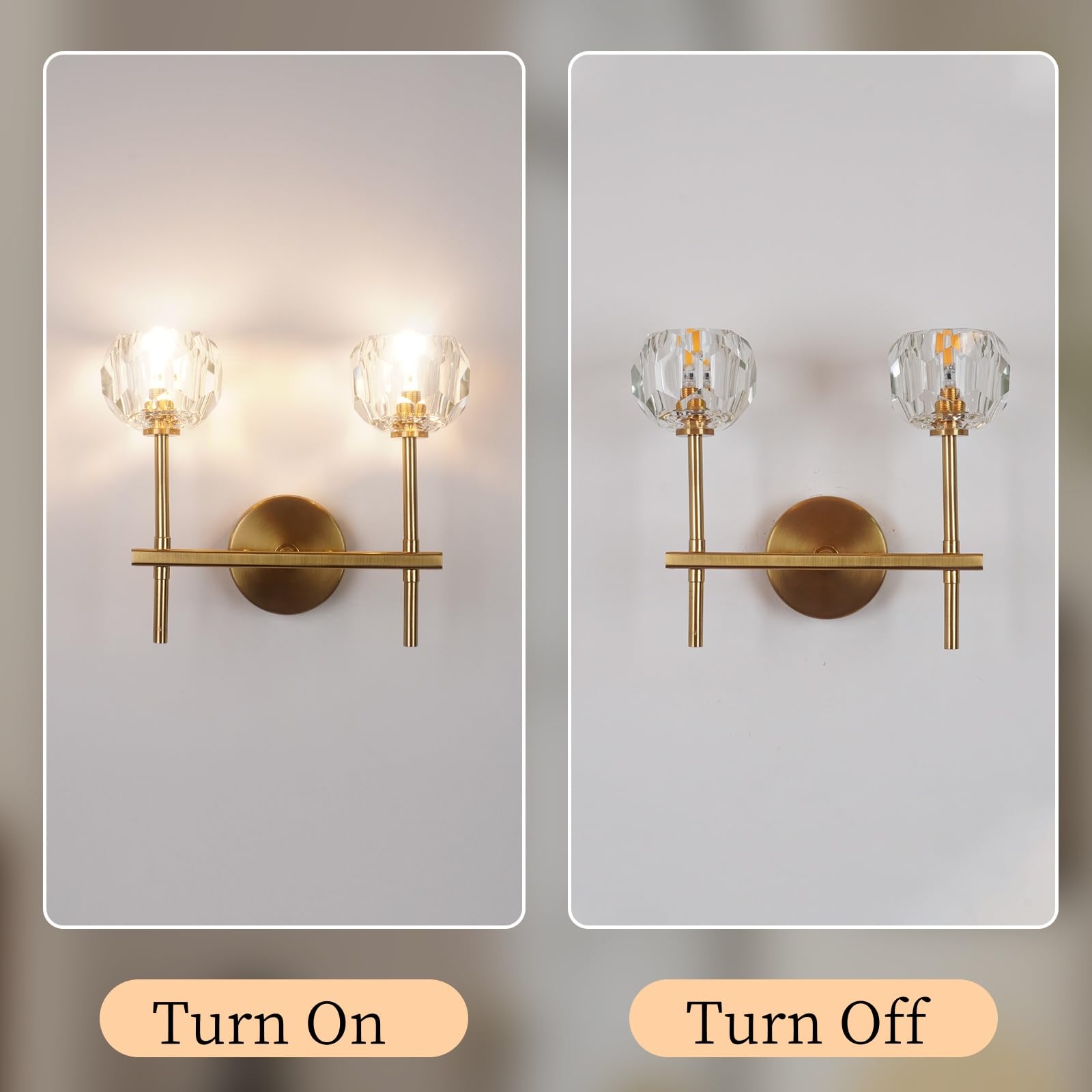 CRFASIBE Crystal Wall Lights, G9 Art Decor Wall Lamp, Indoor Antique Brass Crystal Lighting Fixtures for Living Room Bedroom - Image 3