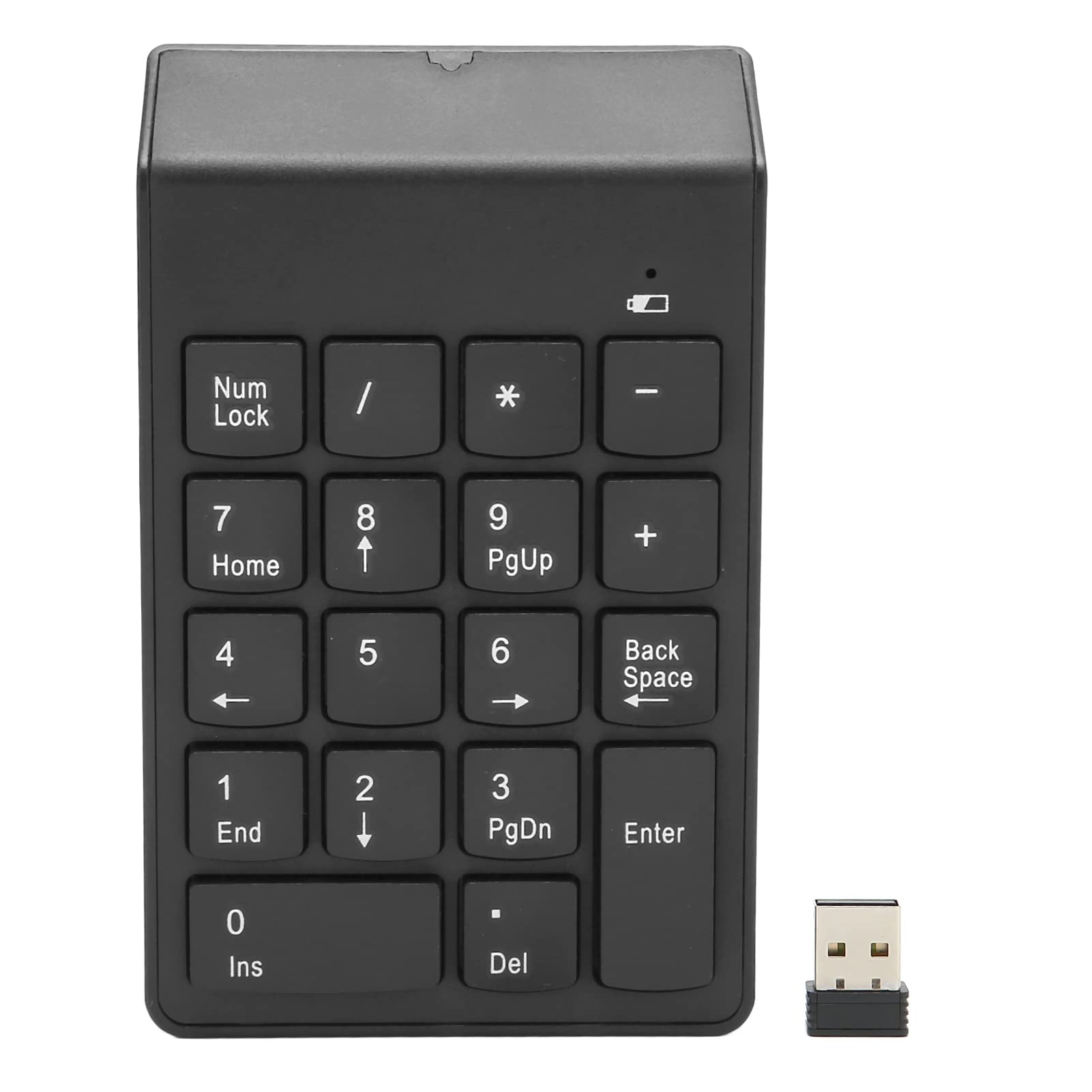 Dpofirs Wireless Number Pad with USB Receiver, 18 Concave Keys, Battery Powered Numerical Keypad for Office, 2.4G Wireless, Compatible with Win Vista/7/8