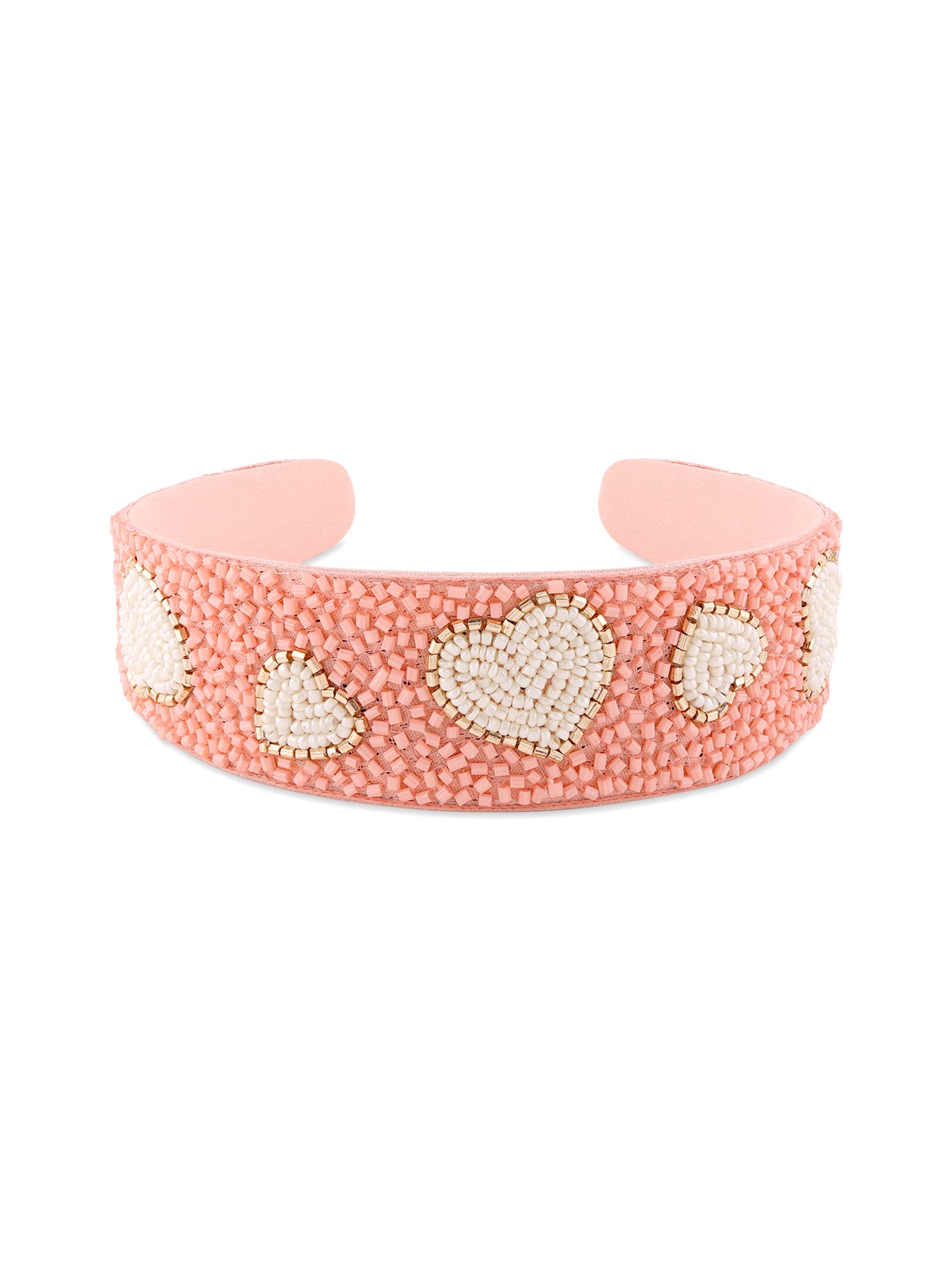 Peach & Brown Heart Shape Beads Embellished HairBand For Women-ZPFK14360-image-26