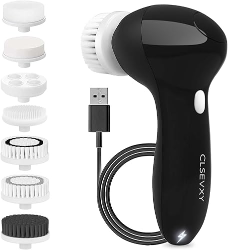 Cepillo de limpieza facial Cepillo limpiador facial recargable por USB, IPX7, impermeable, cepillo limpiador eléctrico giratorio para mujeres y