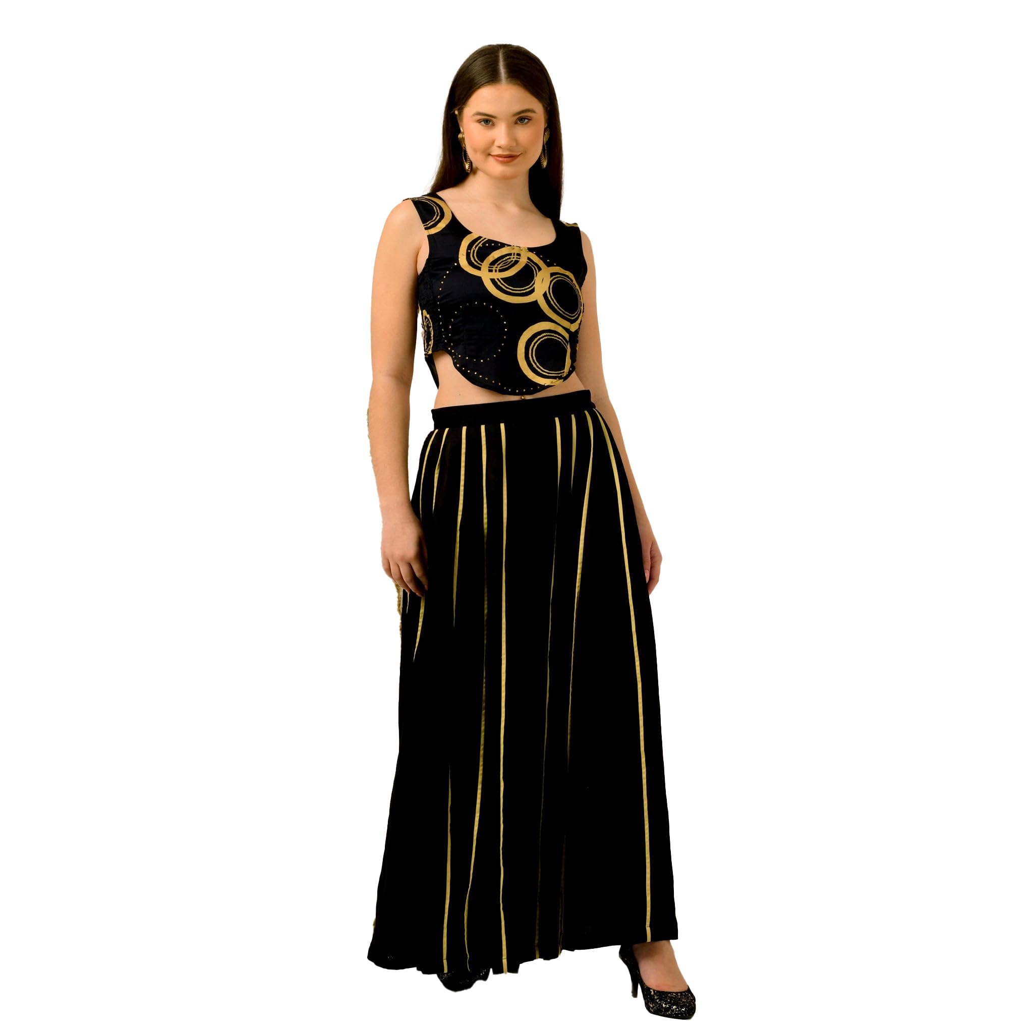 first resort Black and Golden Powerful Embellished Crop Top-picture-26