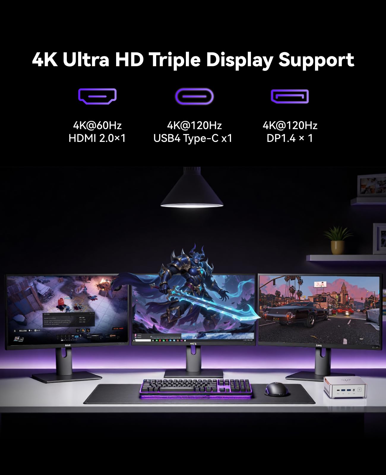 KAMRUI Hyper H2 Mini Gaming PC, in-tel Core i7-13620H Mini Computers (Beats 1280P, 10C/16T, up to 4.9GHz), 32GB RAM 1TB PCle4.0 SSD Desktop Computer, Triple 4K Display, USB4, WiFi6, BT5.2, Business