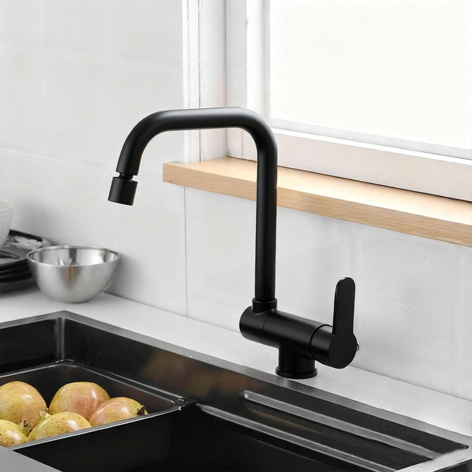 Fanjubei Black Kitchen Copper Folding Rotating Hot And Cold Faucet
