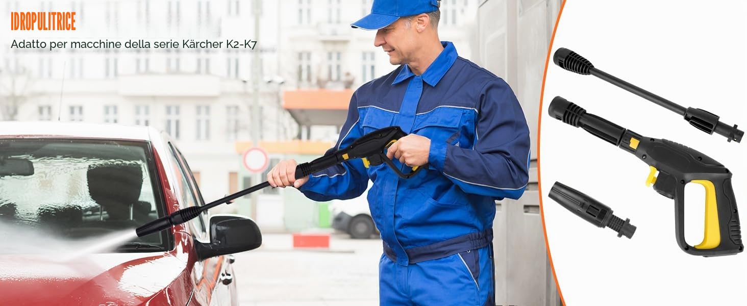 YUET Lancia a Pistola per Idropulitrice per Kärcher K2 K3 K4 K5 K6 K7, Kit Ugello a Spruzzo Regolabile Pistola a Spruzzo e Lancia Spray Pistola per Lavaggio ad Alta Pressione