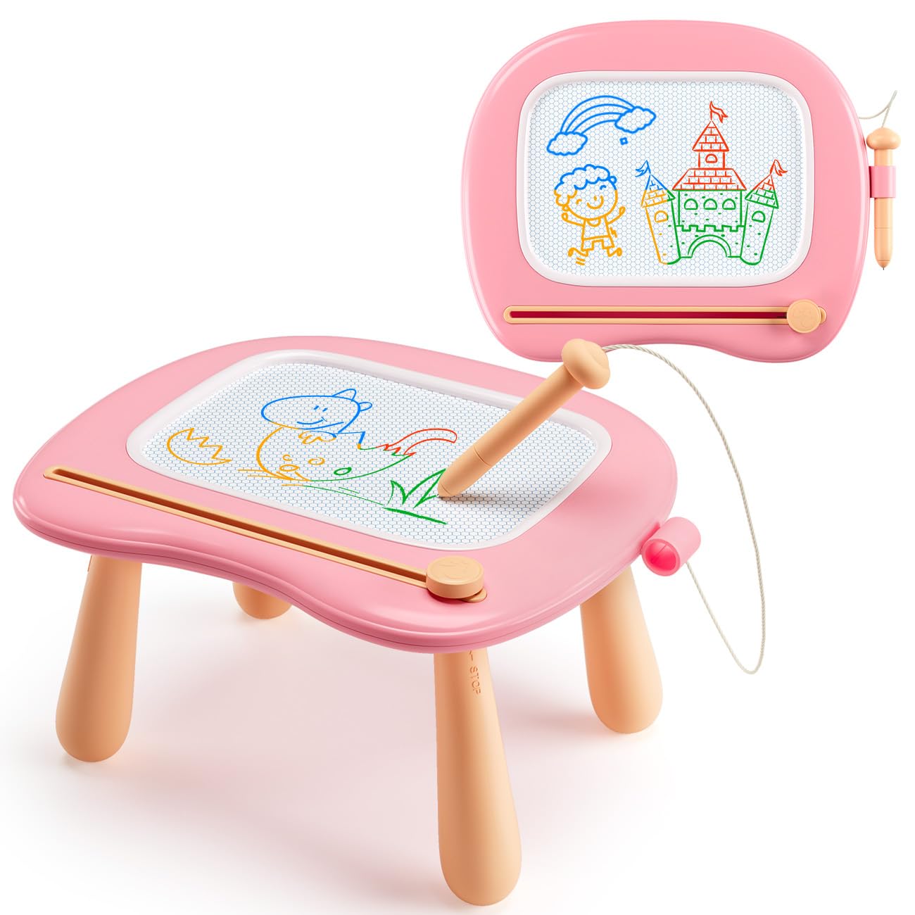 Magnetic Drawing Board: Toys for 1 2 3 Year Old Girls Birthday Gifts Presents - Preschool Educational Learning Doodle Pad Toys for Kids Baby Toddlers Age 1-3 - Pink