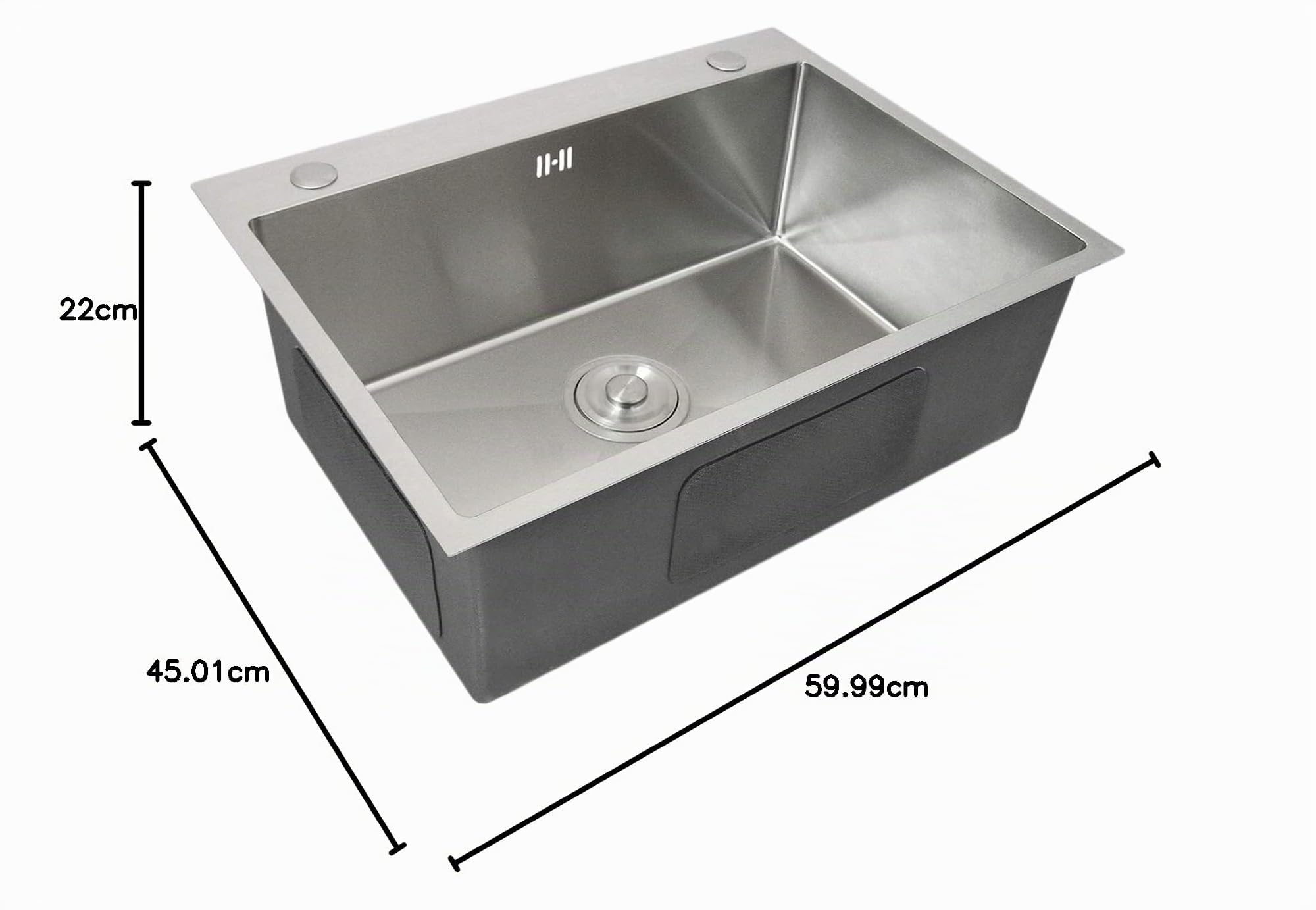 Fregadero Cocina de Acero Inoxidable 60x22x45cm con Colador y Tubo Desagüe GRATIS Lavaplatos Pila Cocina para Lavar Platos Kitchen Sink Diseño Resistente a la Corrosión Fácil Limpieza y Instalación