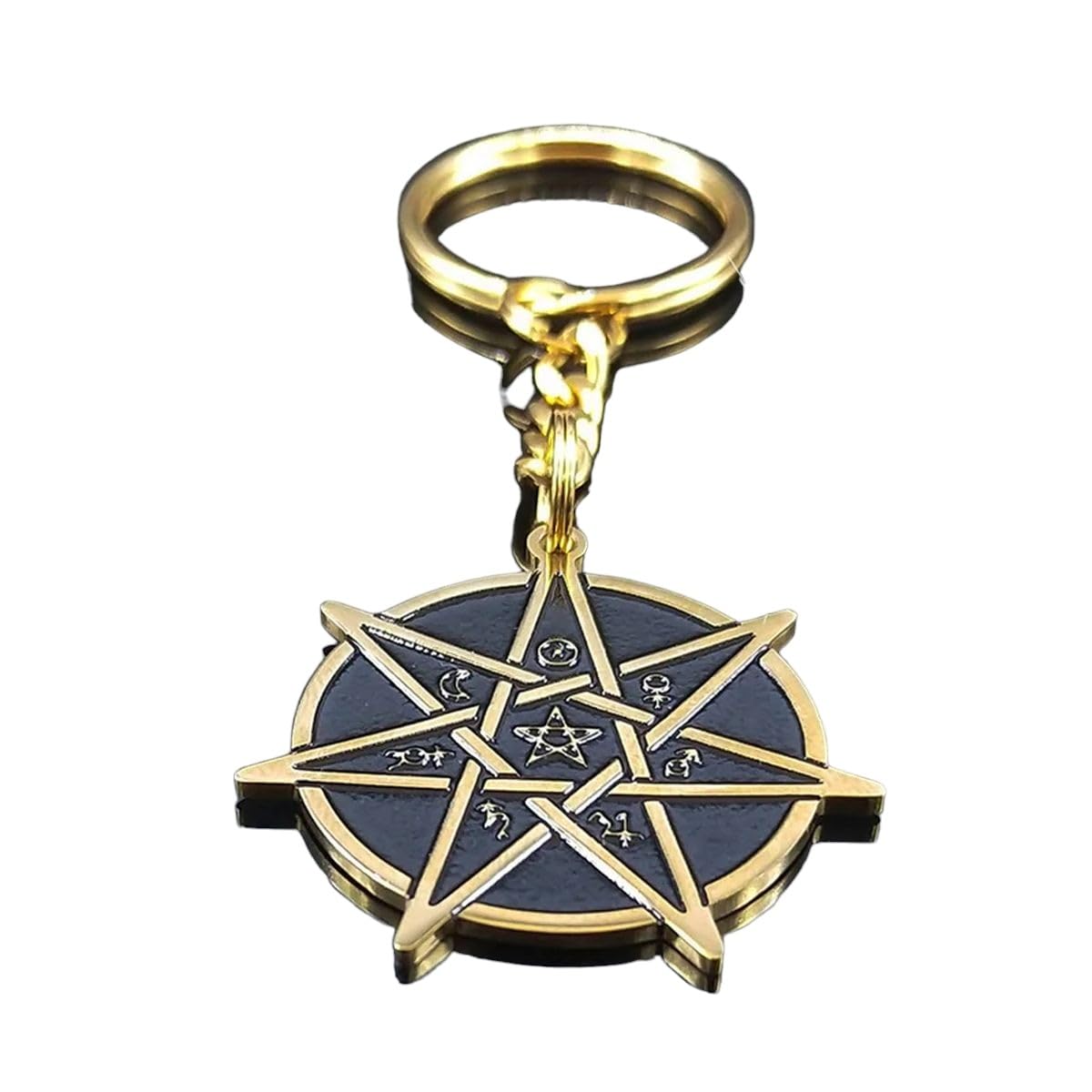 Witchcraft Astrology Stainless Steel Wallet Chain 7 Point Star Gold Color Keyrings Women/Men Jewlery Anneau Porte Clef