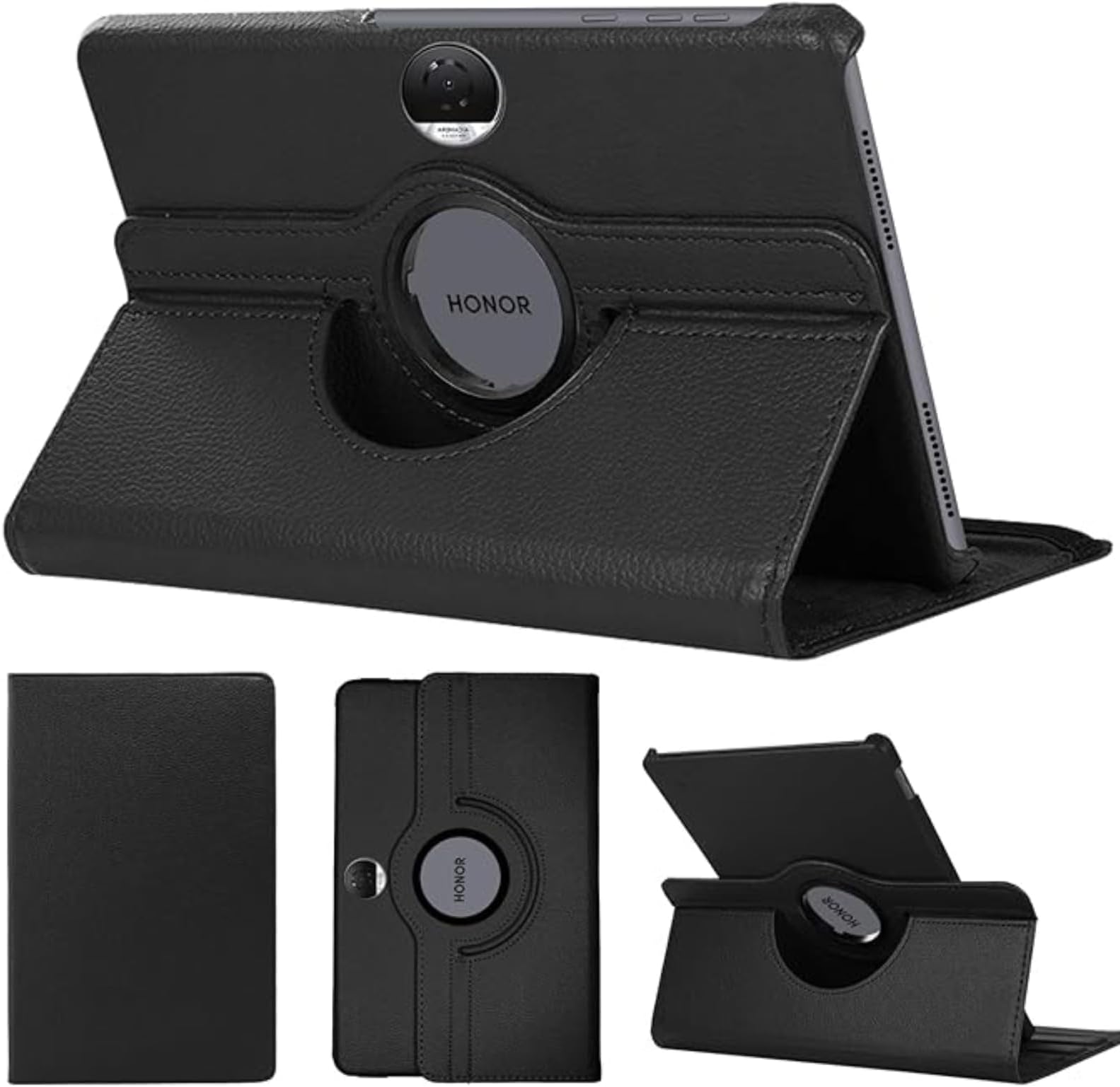 NESLIN 360° Rotatable Case Compatible with Honor Pad 9 12.1 Inch 2024 Tablet Cover, PU Leather Case Multi-Angle Viewing Stand Protective Case Slim for Honor Pad 9 12.1inch 2024 (Black)