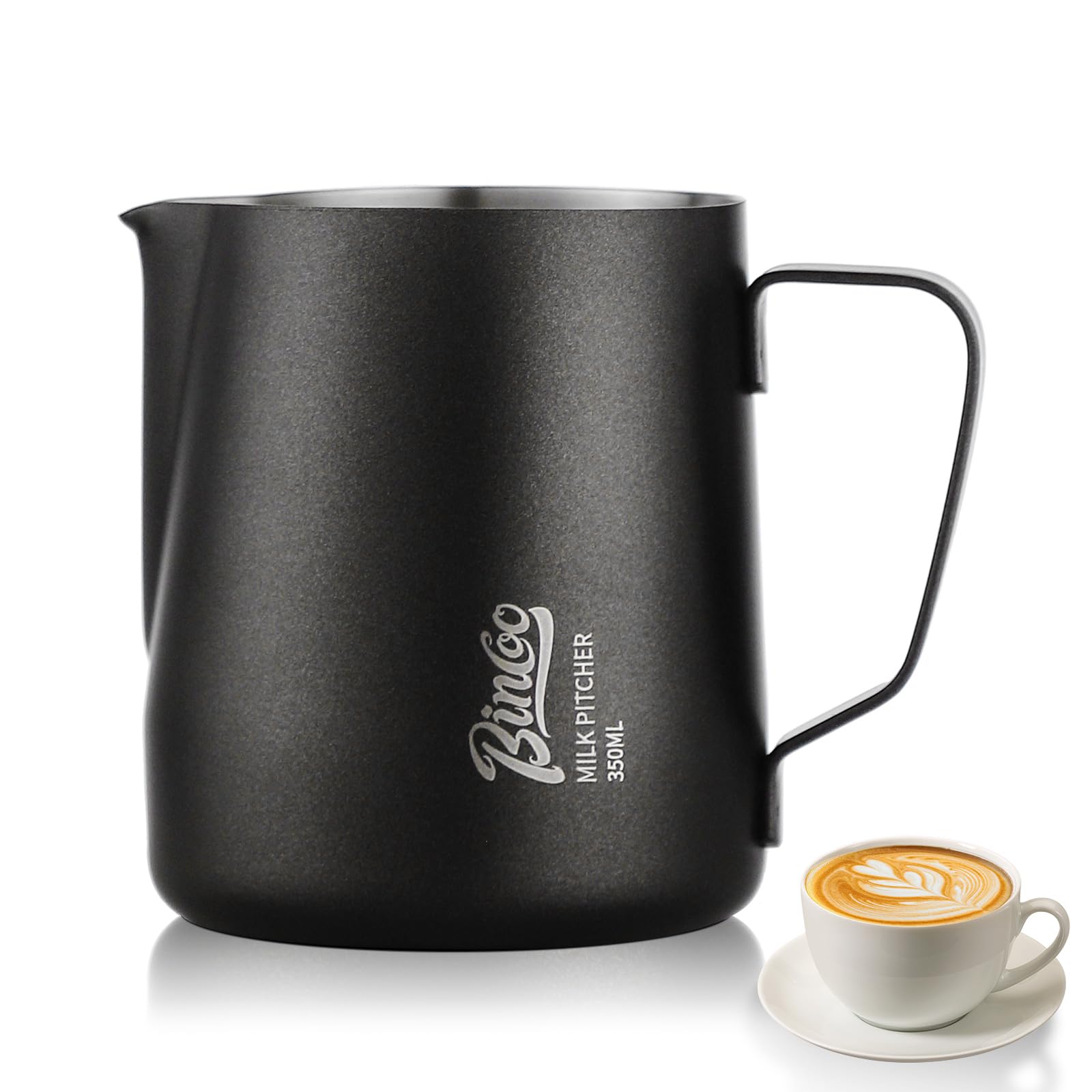 600ml Large Pink Milk Frothing Pitcher – Bincoo Stainless Steel Latte Art Coffee Cup with Measurement Markings, Food-Grade & Heat-Resistant for Barista & Home Brewing (Pink white-600ml)