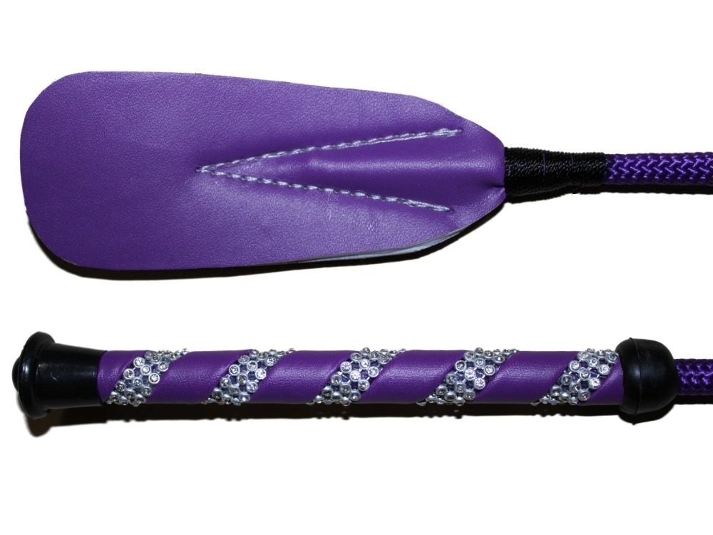 Jump Bat 45,7 cm inch Cravache d'équitation avec manche en fibre de verre, cuir Slapper, équitation English Whip, couleurs : NOIR, Bleu, Vert, Rose, Violet, Rouge, ou jaune, violet, 18 inches