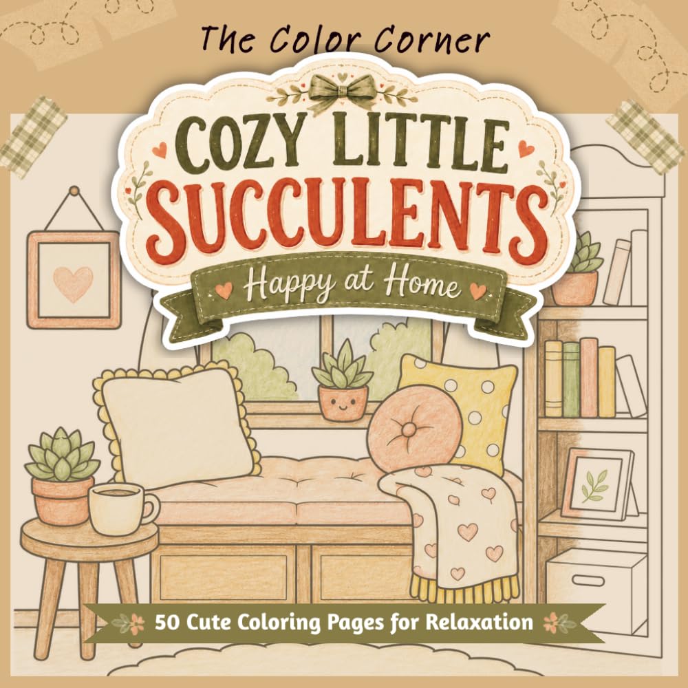 Cozy Little Succulents: HHappy at Home: A Relaxing Succulent Coloring Book for Adults with Cozy Plant Designs, Homey Scenes, and Easy Creative Pages (Cozy Little Moments)