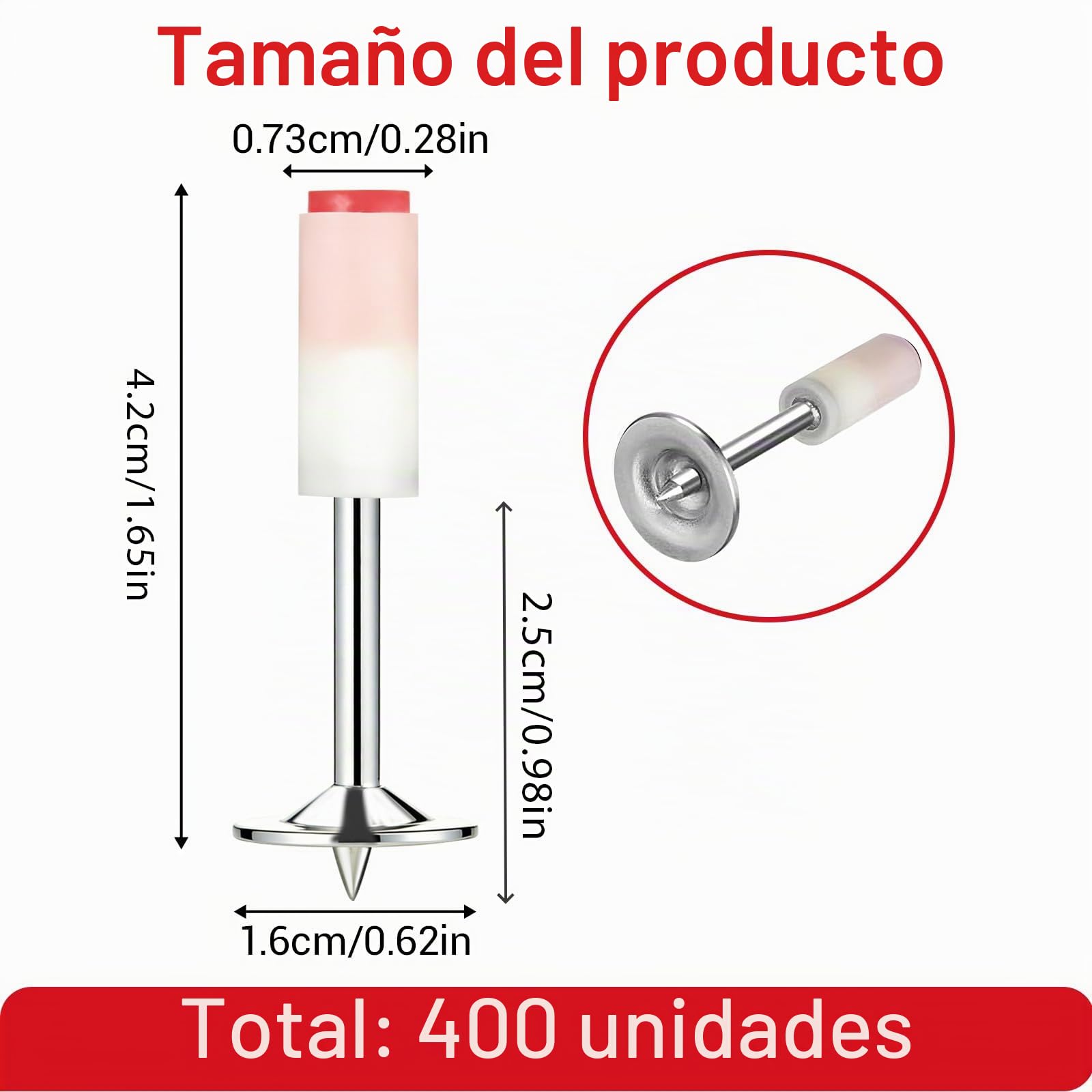 400 piezas Clavos para pistola de clavos, 7,3 mm Clavos para Pistola de Impacto, Acero al Carbono Clavo Redondo Nails para Hormigón, Tejas, paredes